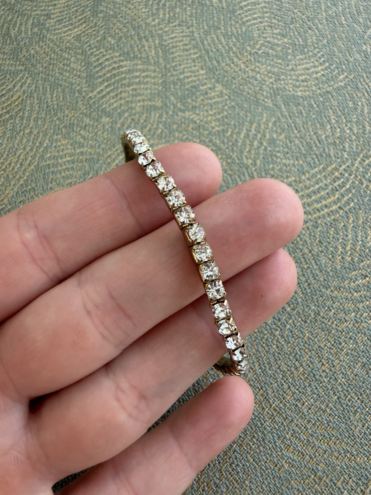 Vintage golden tennis stackable Rhinestone sparkling Stretch Bracelet approx 2.7