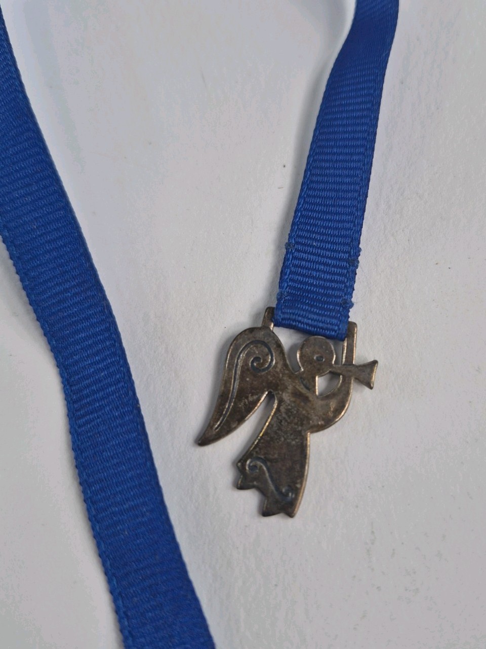 Retired James Avery Two Angel Pendants Sterling Silver Blue Ribbon Bookmark