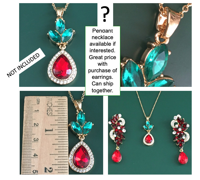 Red Rhinestone Statement Clip-On Earrings