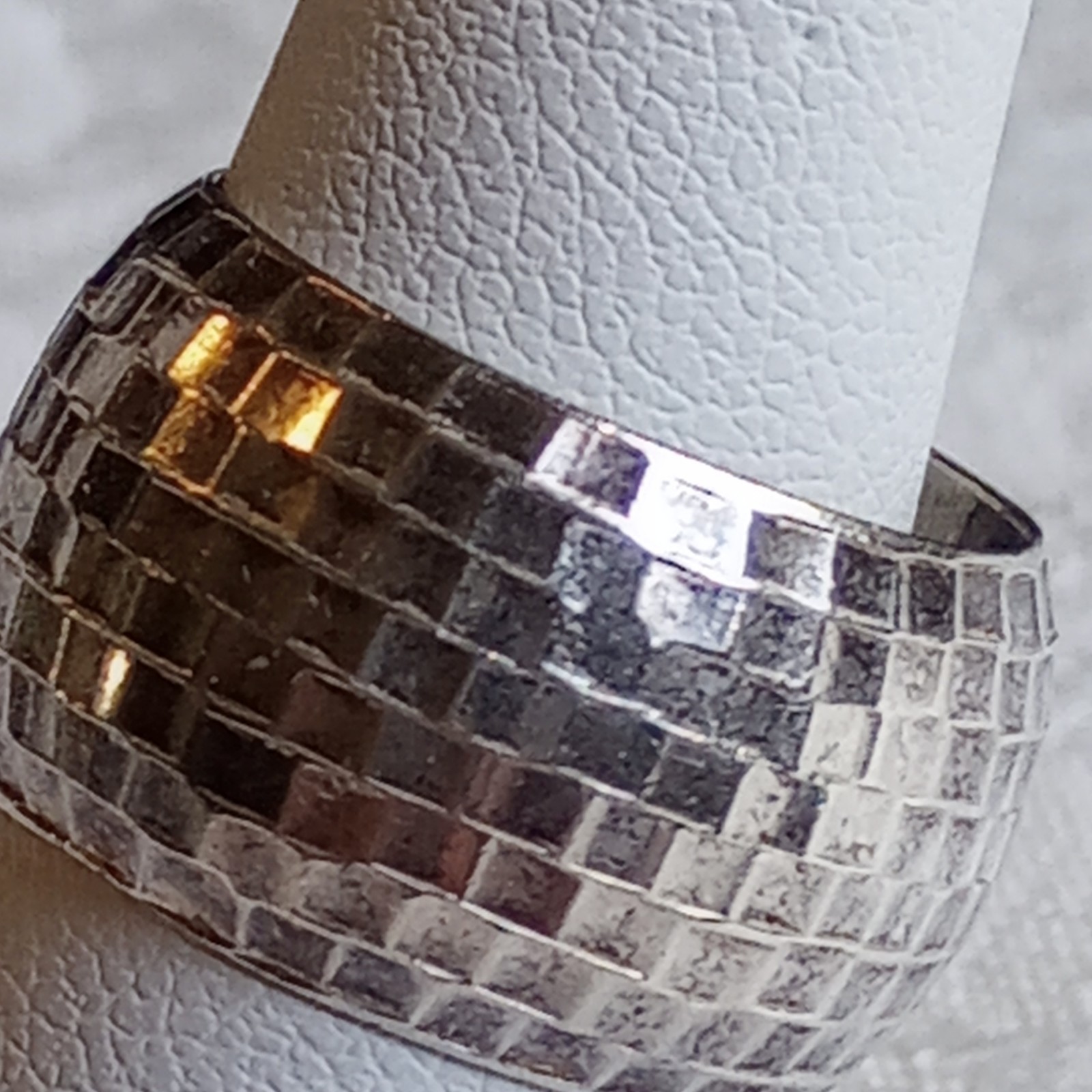 Vintage Patina Sterling Silver Thailand Hammered Disco Dome Ring 6 3/4 1/2 wide