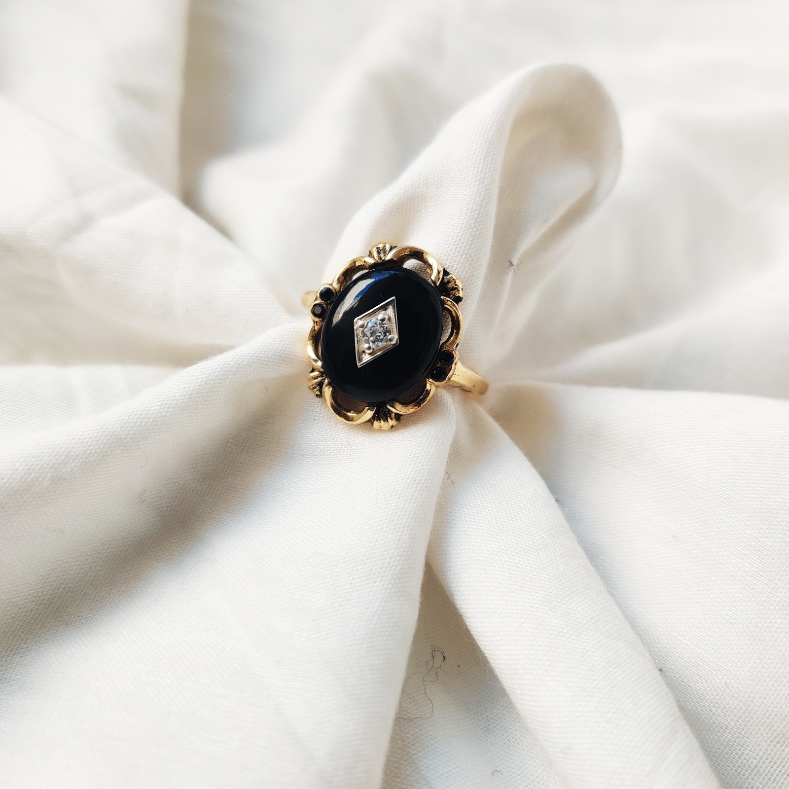 antique 925 silver vintage Victorian art deco handmade black onyx ring best gift