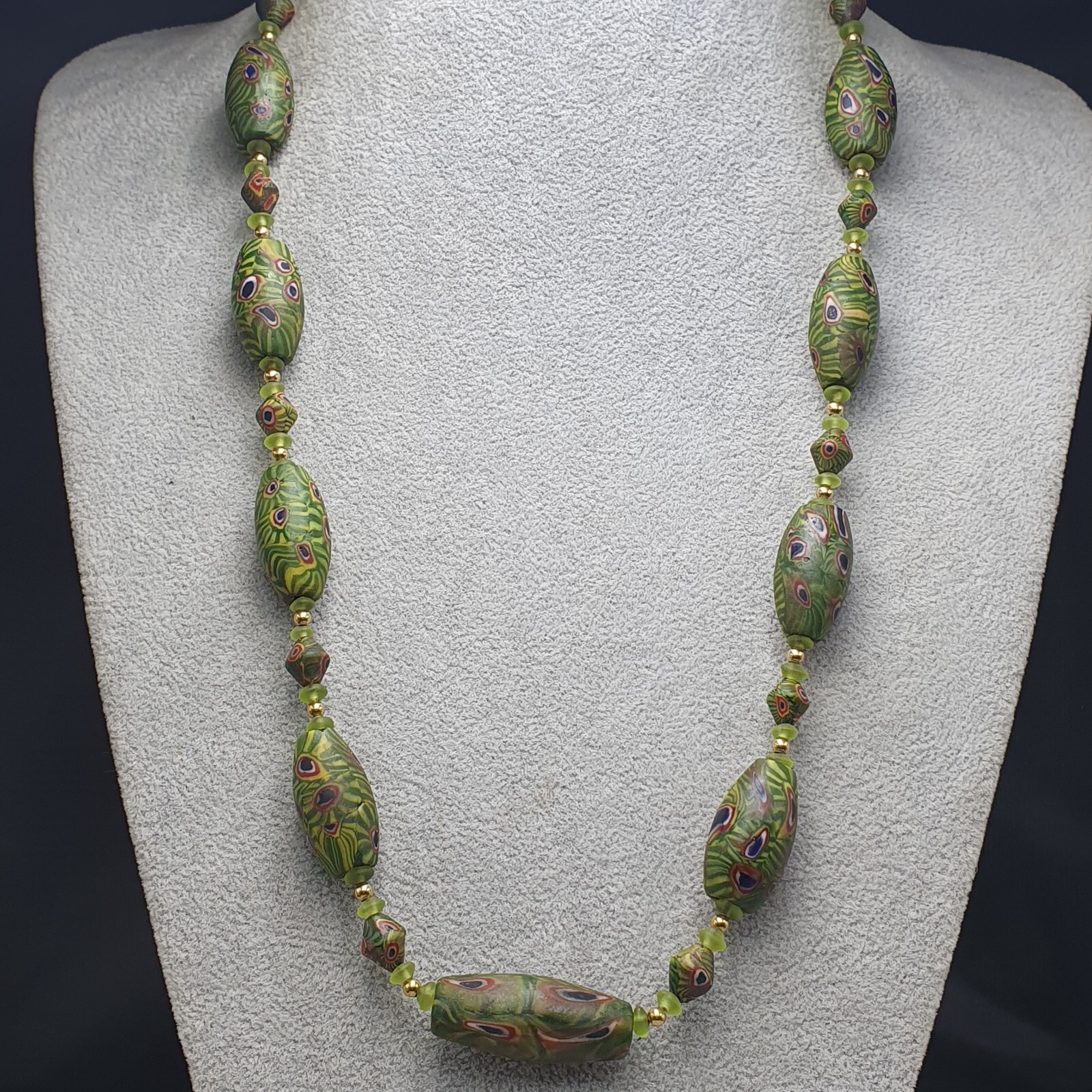 Vintage Venetian Style Amazing Gabri Eyes Glass Beaded Necklace