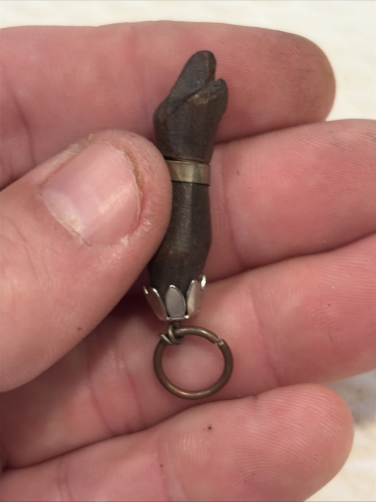 VERY RARE Vintage FOLK ART Hand Carved FIGA Good Luck Necklace Pendant