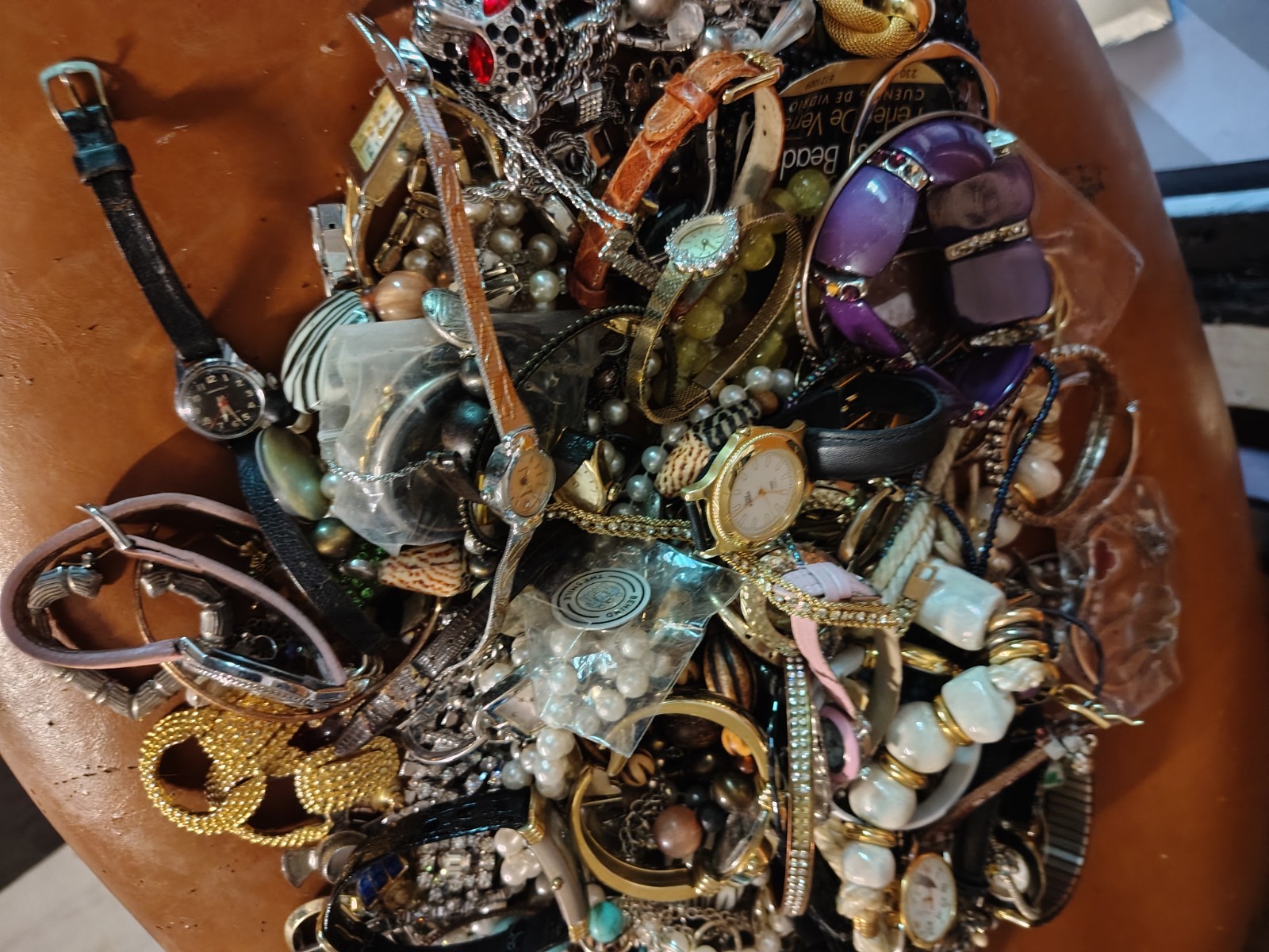 Huge Lot Of Estate Jewelry Watches, Necklaces, Bracelets, Pins, Mixed Vintag