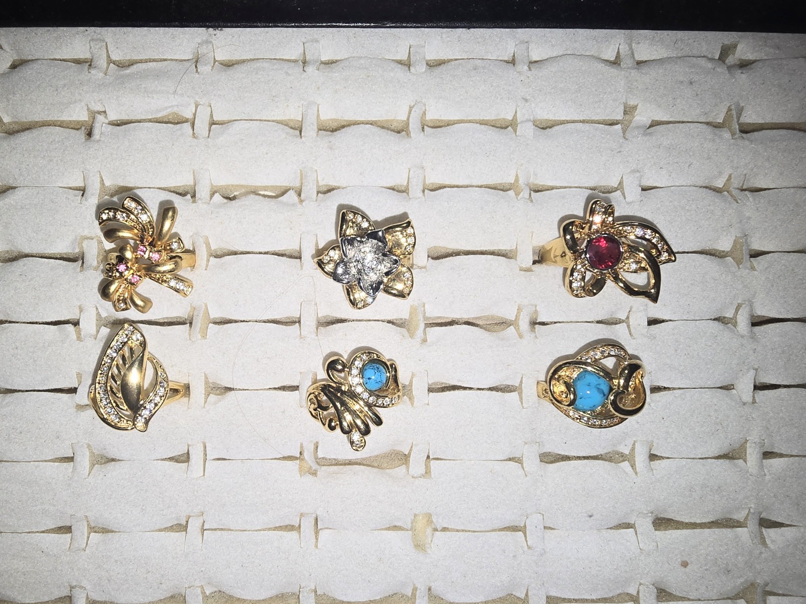 Modern Vintage 6 Piece Designer Signed/stamped Costume Ring Lot Size 7