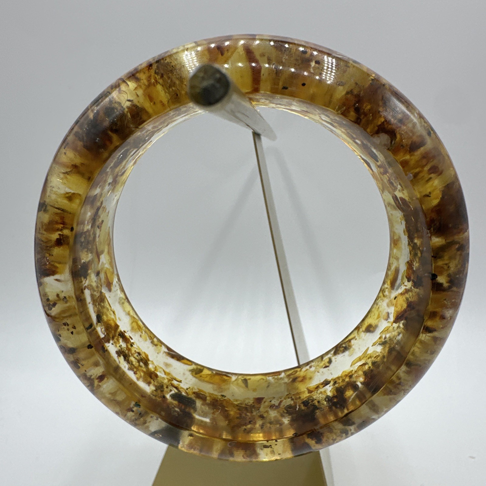 ‘70 Vtg Lucite Embedded Amber Cuff Bracelet. Fair condition. See pics.