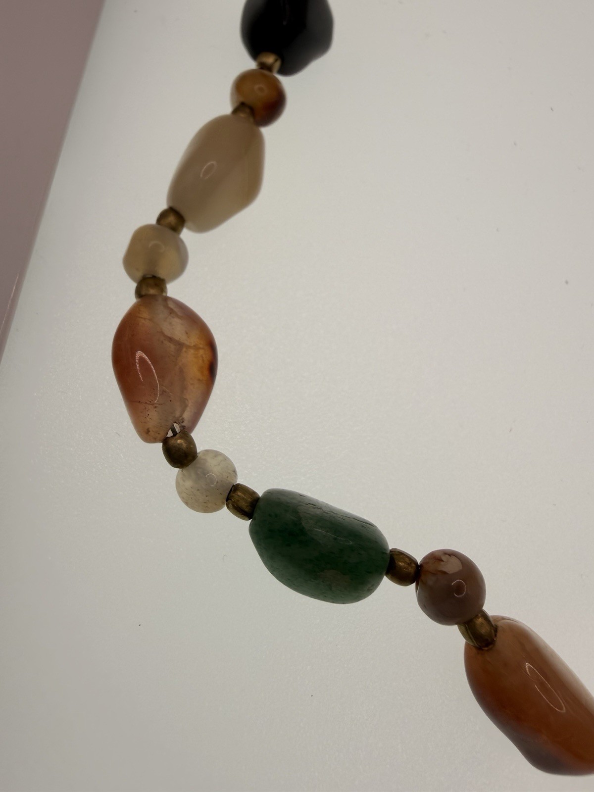 Lot 4 Semi Precious Stone Beaded Necklaces Sterling Silver Pendant Vintage SW