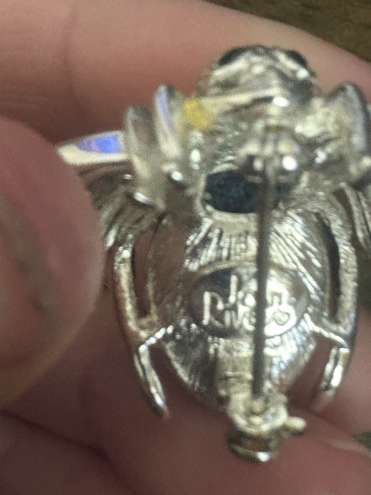 Joan Rivers Bee Pin Brooch Blue Denim Pave Crystal Silver Tone Rhinestones Vtg