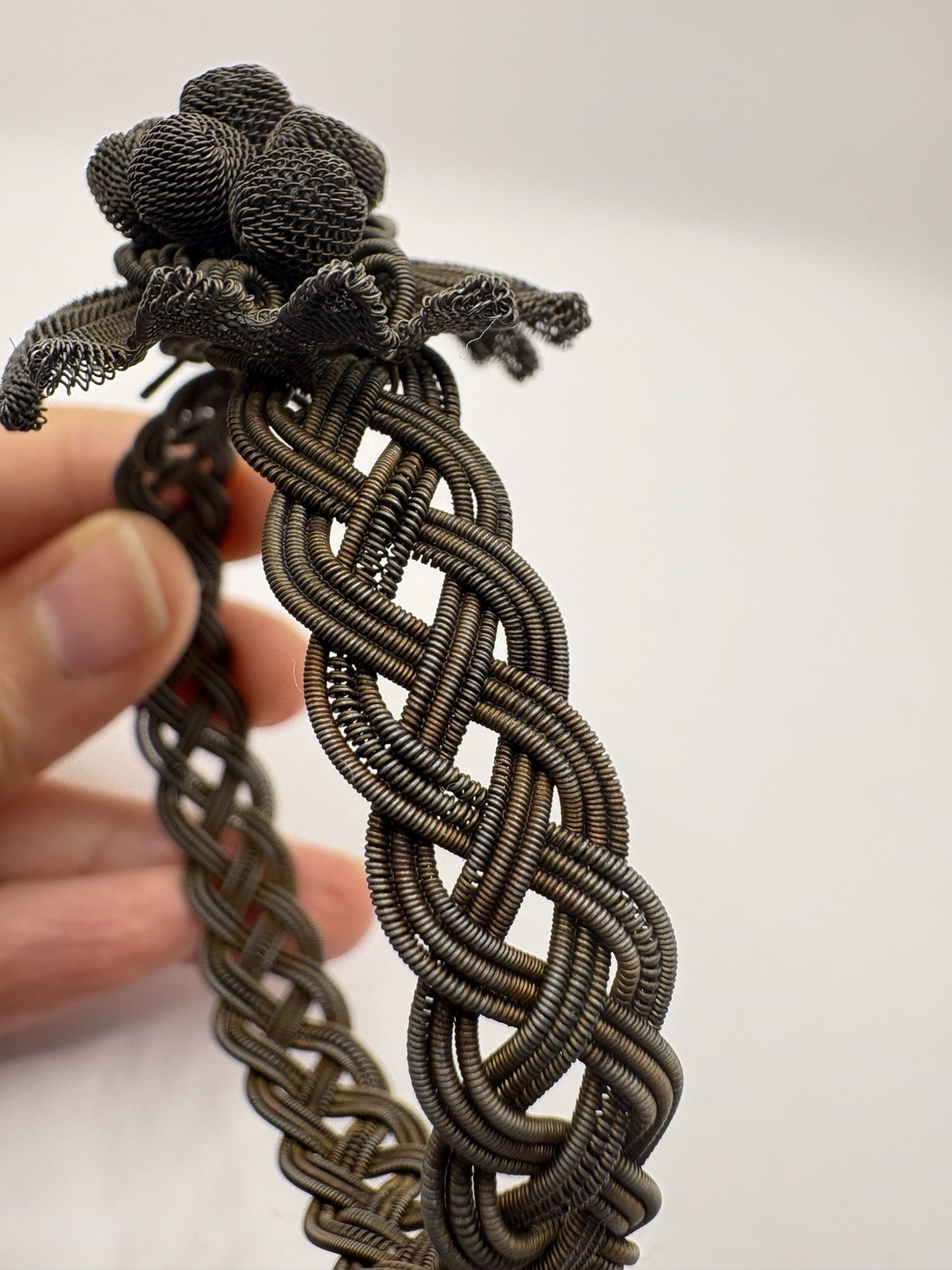 Antique German Silesian Iron Wire work Grape Cluster Bracelet