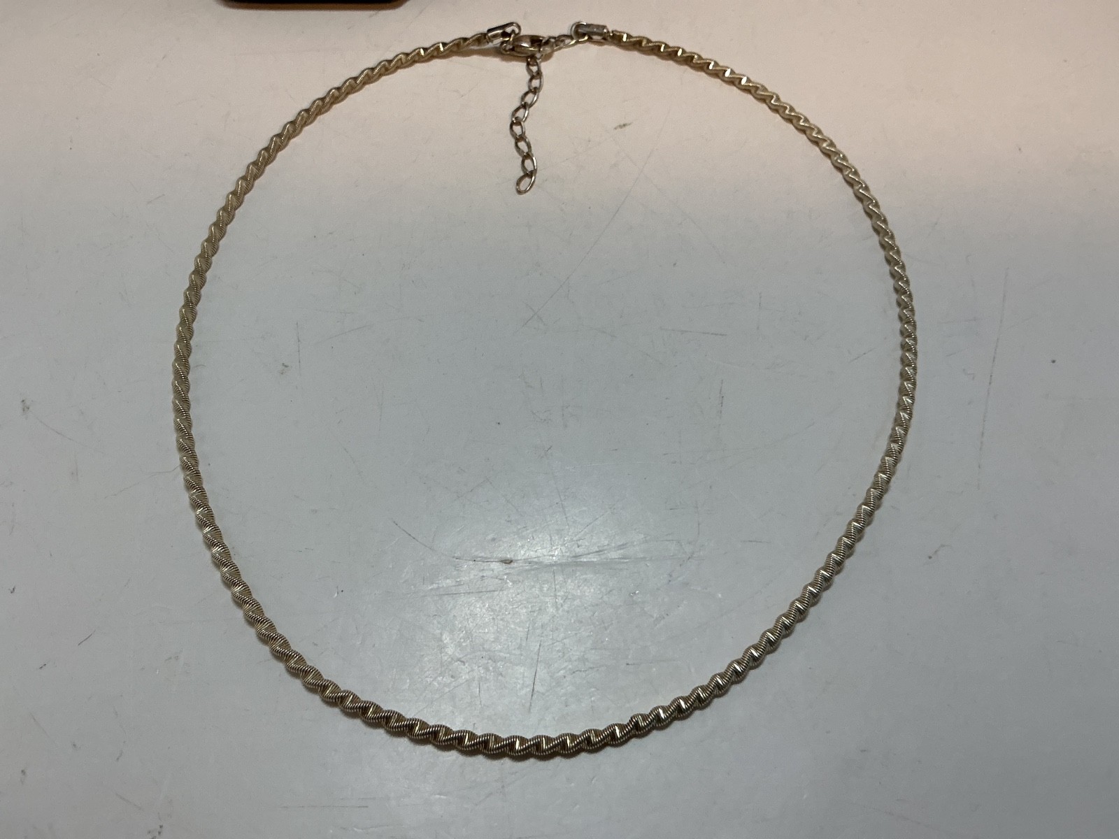 Vintage Sterling Silver Twist Neck Wire Necklace Choker Torque 14” to 16”
