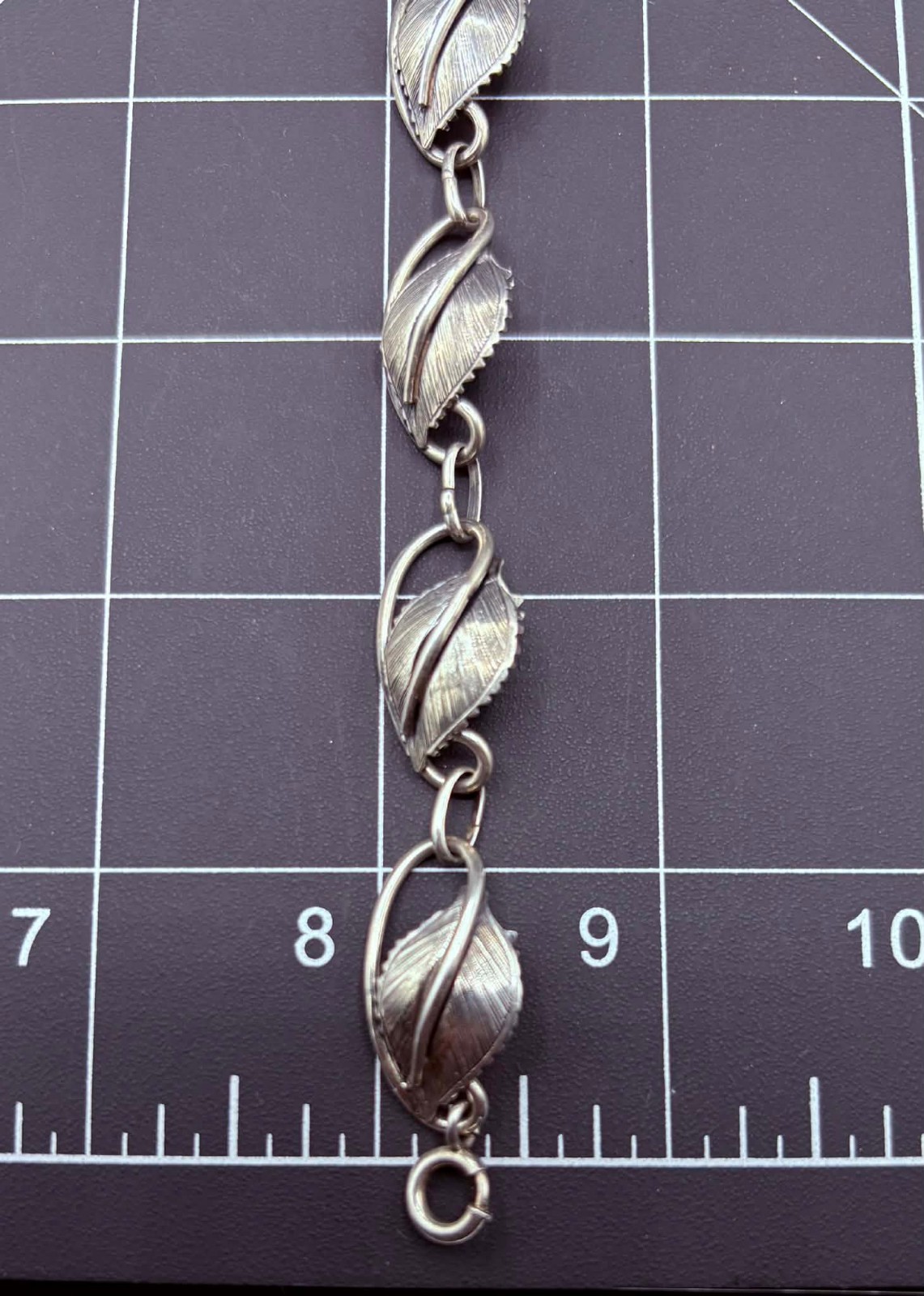 DANECRAFT 925 Sterling Silver – Vintage Floral Leaf Chain Bracelet, 7.5 Inch