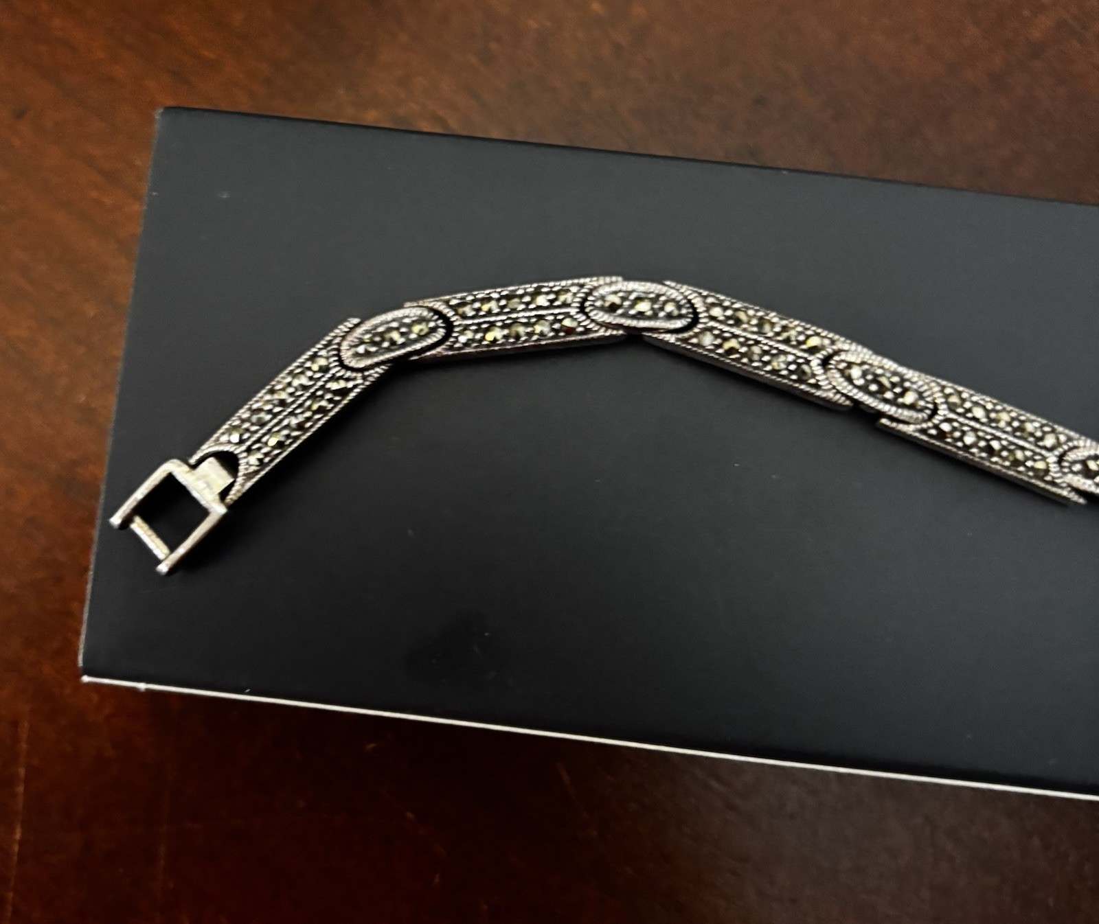 Vintage Sterling Silver 925 Marcasite Bracelet 7.25″