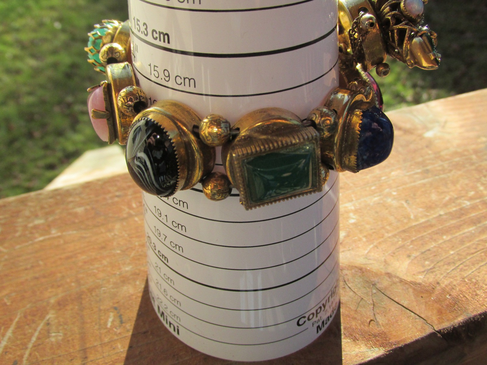 Victorian revival 1940s Jewel Tone Glass Cabochon wrap Bracelet, Snake Motif