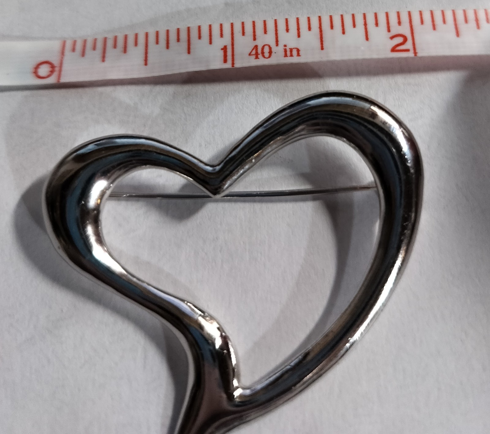 Vintage .925 Sterling Silver Open Heart Pin