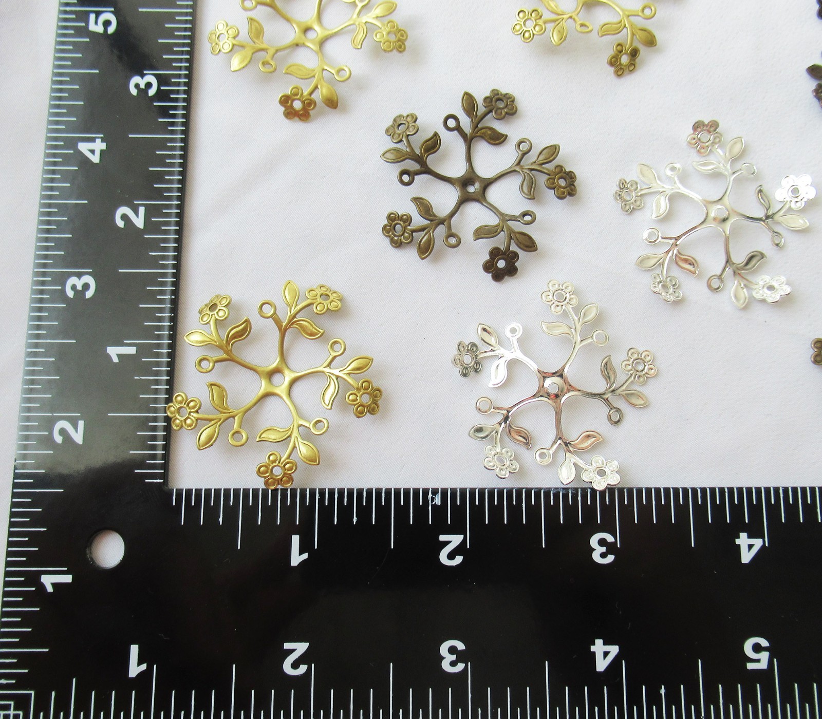 30pcs Flower Plants Bendable Filigree Stamping 37mm Raw Brass Jewelry Findings