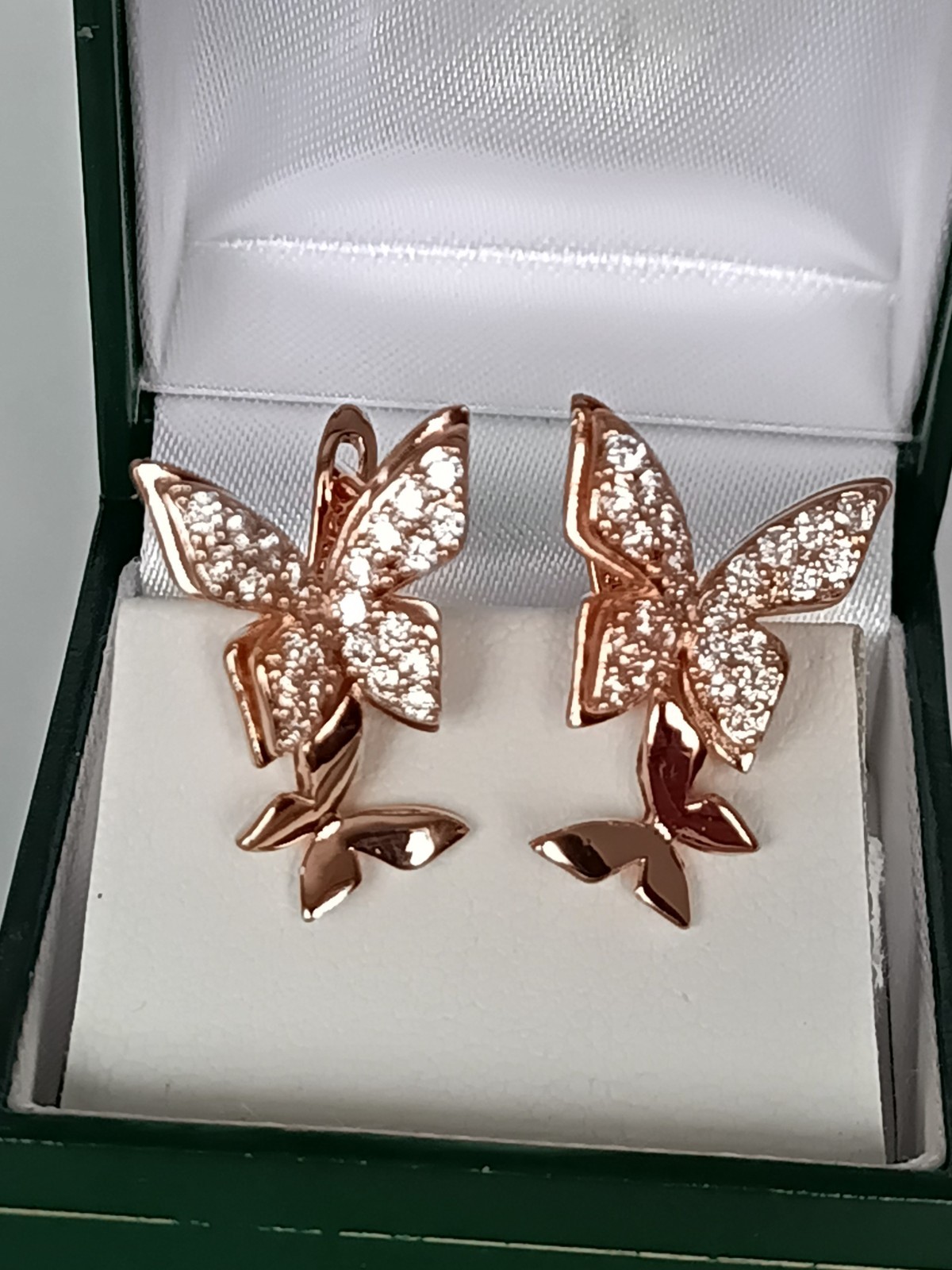 Vintage 1990-s 14 Ct Rolled Gold Large Zircons Earrings-Hallmarked 585 RG