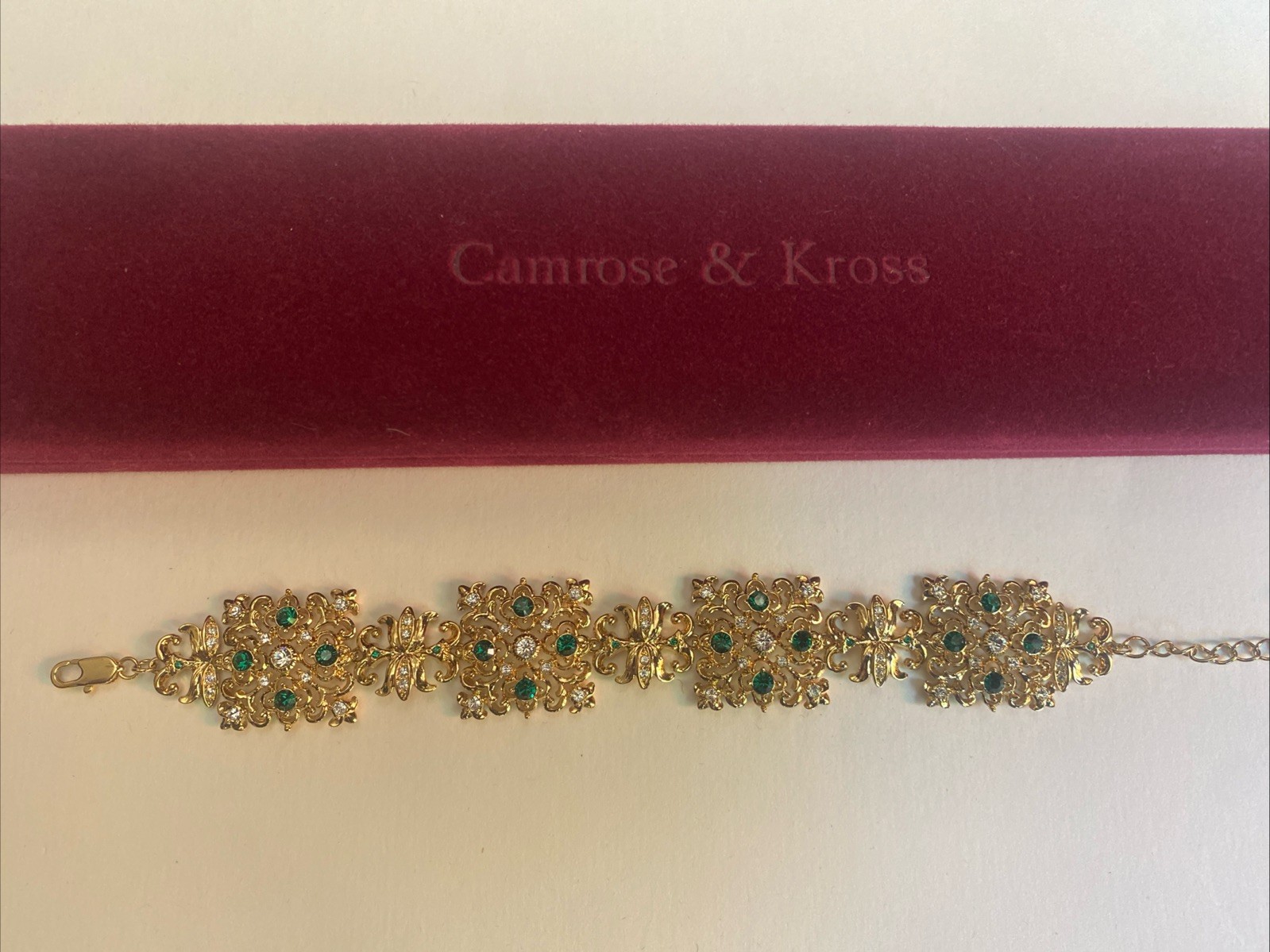 Camrose & Kross Jackie Kennedy Square Emerald And Gold Link Bracelet JBK