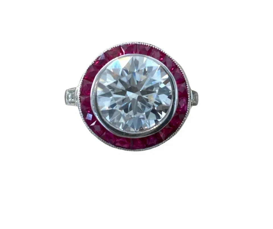 Art Deco Style 5.2Ct Lab Created Diamond Anniversary 14K White Gold Finish Ring