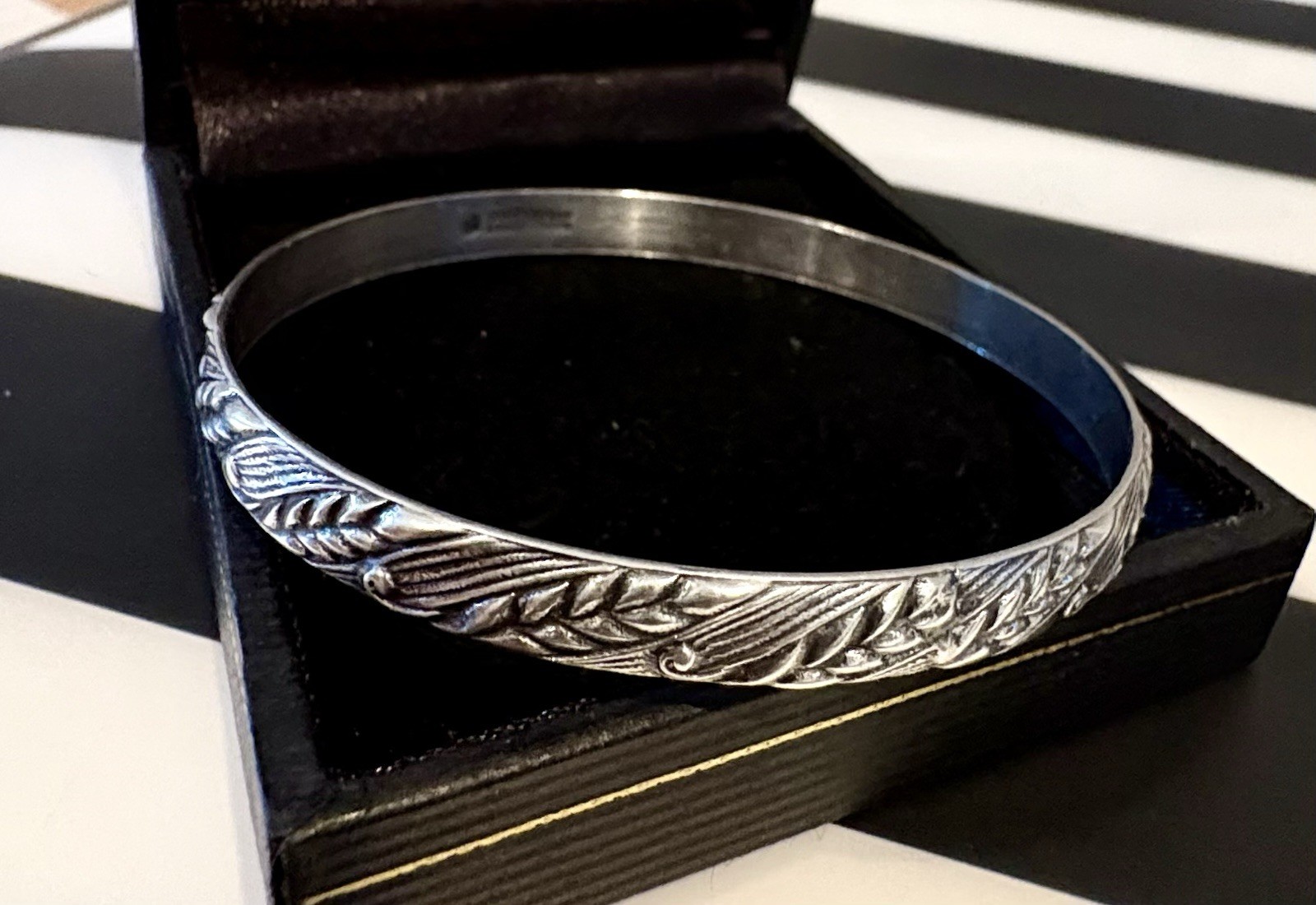 VINTAGE DECO DANECRAFT FO WHEAT STERLING 925 BANGLE BRACELET
