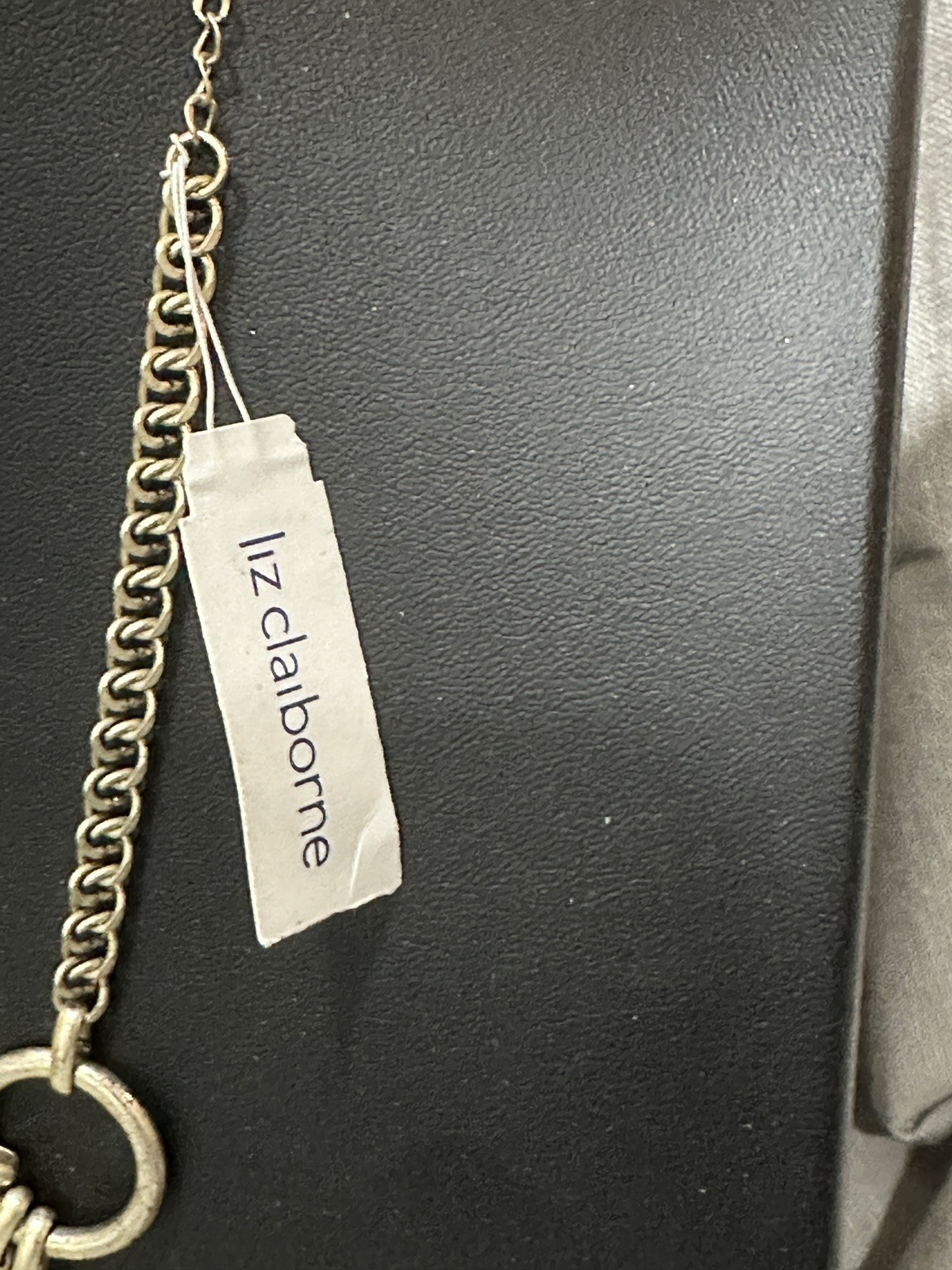 Liz Claiborne Multi Strand Statement Necklace Orange Green Light Gold Tone 18″