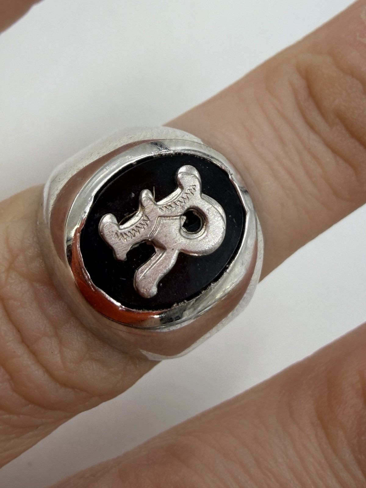 Vintage Sterling Silver Ring Monogram R Signet Pinkie Unisex Size 5.5