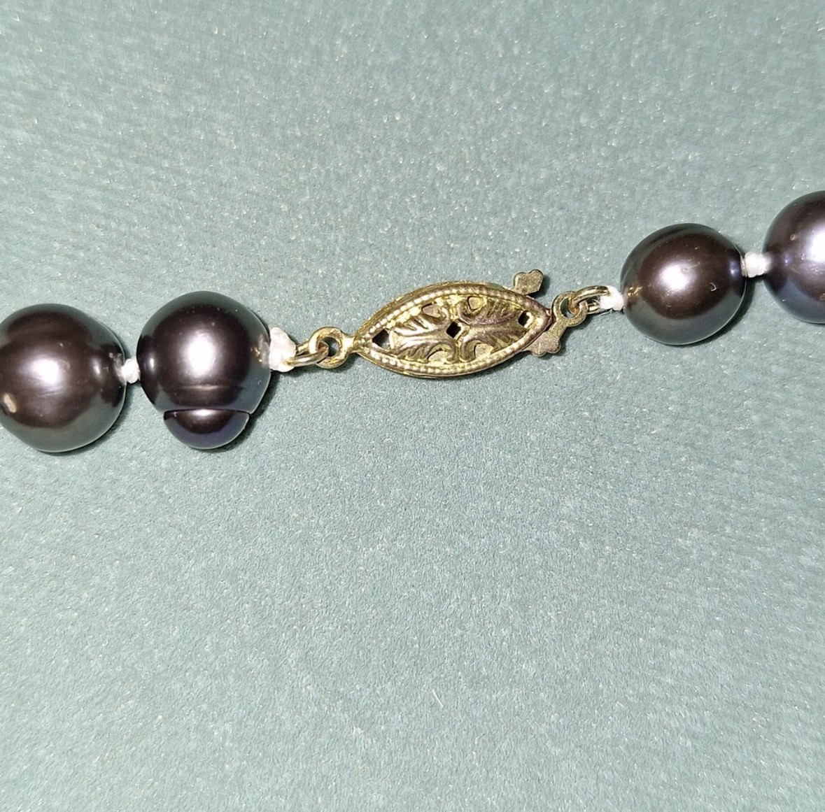 Stunning Vintage Knotted Black Freshwater Pearl Necklace 18” Dyed
