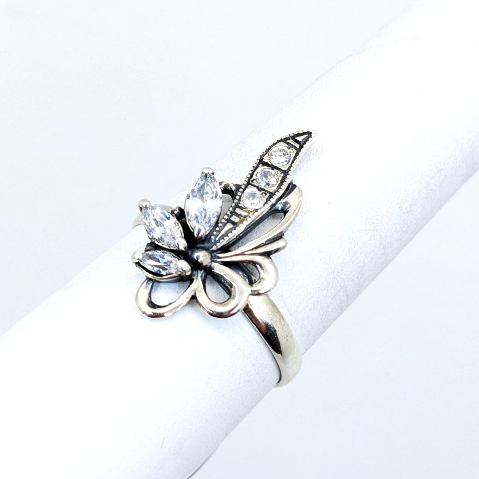 Vintage Luxury RING Silver 925 with Bright Stones-size: 9.5US(19.5mm) Ukraine#79