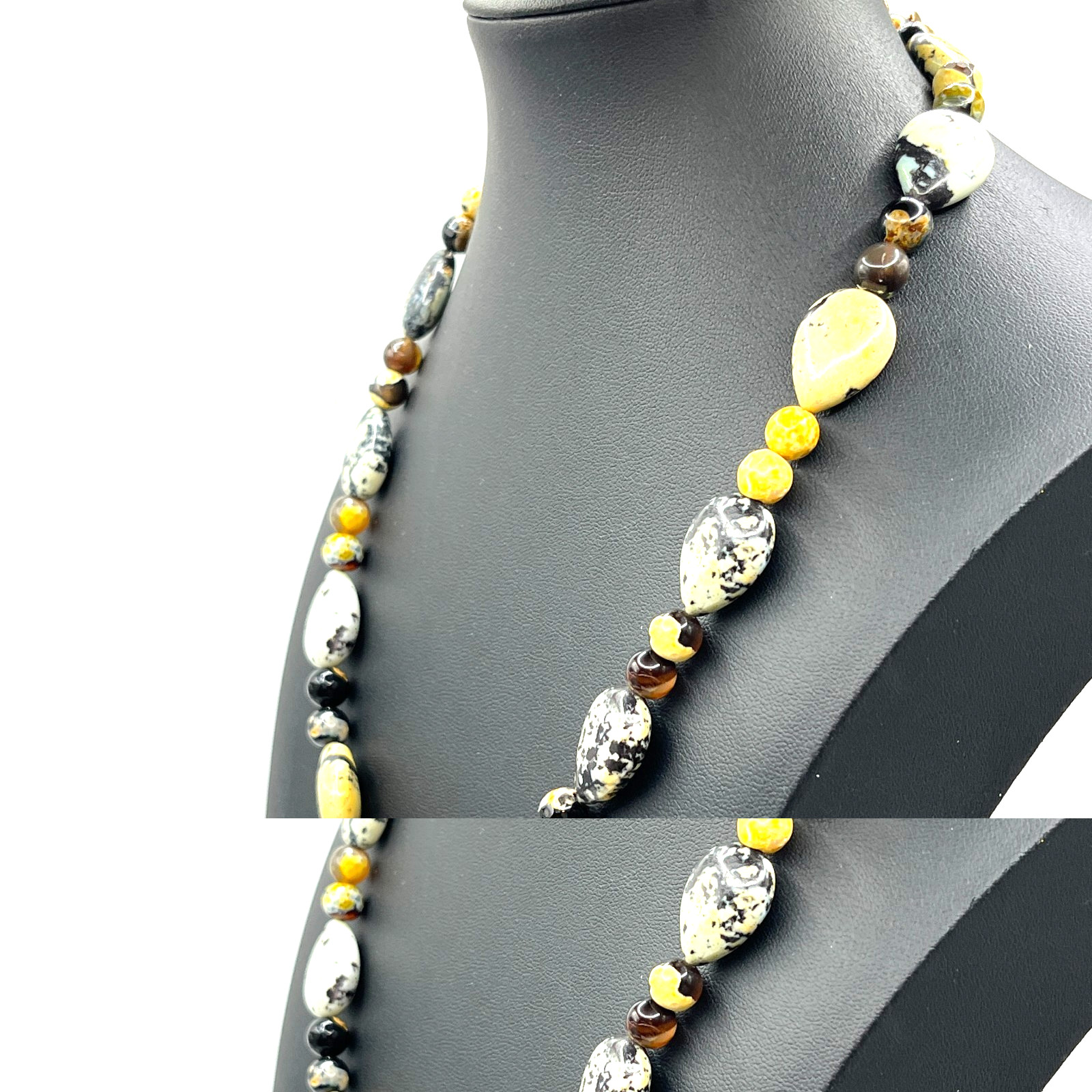 VTG Necklace Bumblebee Jasper and Other Jasper Stones Yellow Orange Toggle Clasp