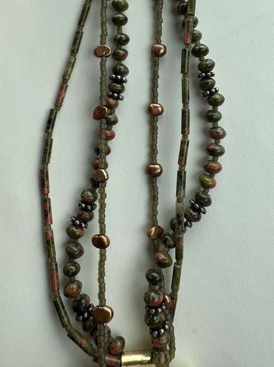 Vintage SeaShell Pattern Handmade Jewelry Ceramic Art Necklace Diane Wilson Folk