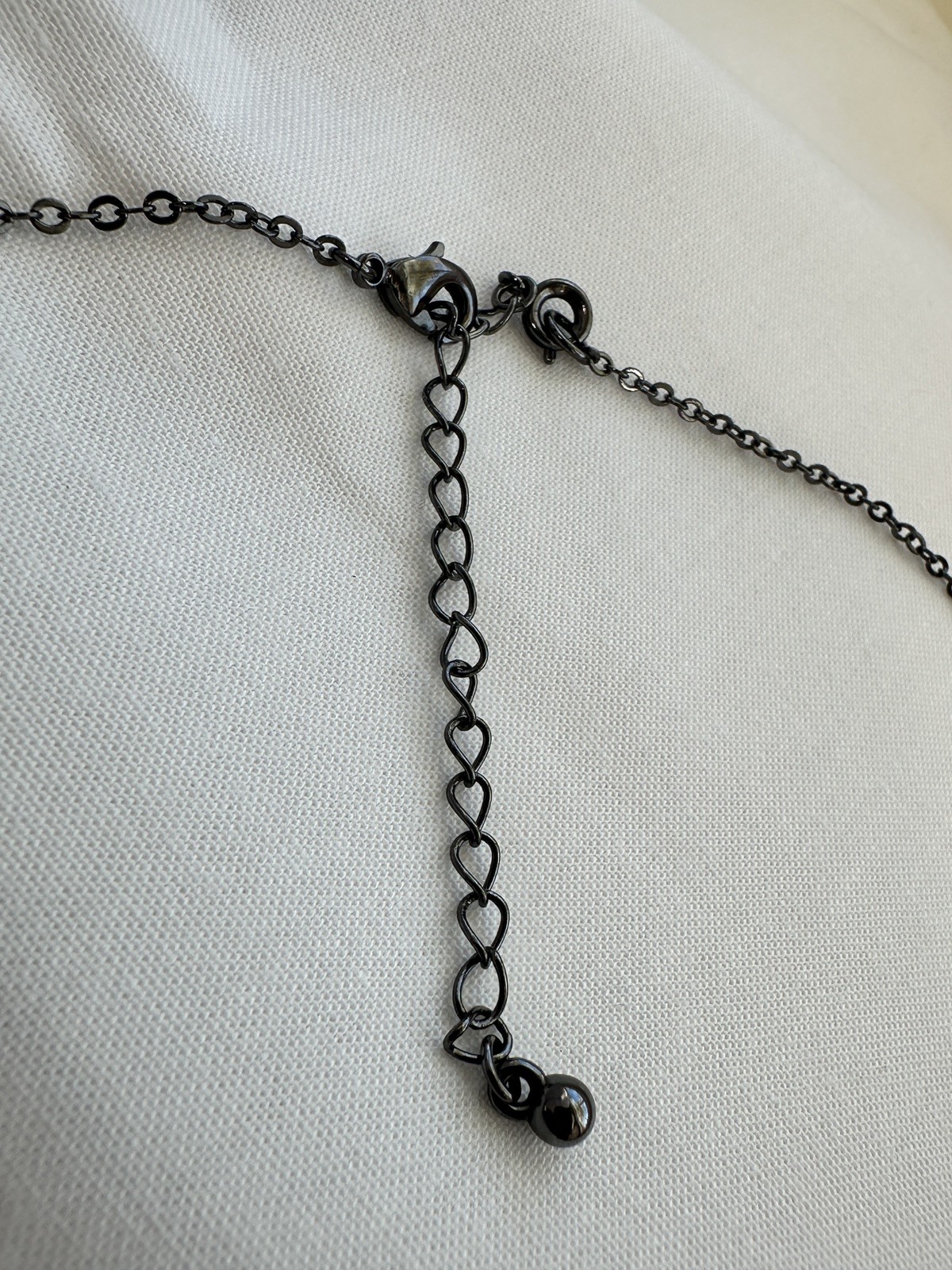 Vintage Avon Dark Purple Faceted Dark Grey Chain Necklace w Matching Earrings