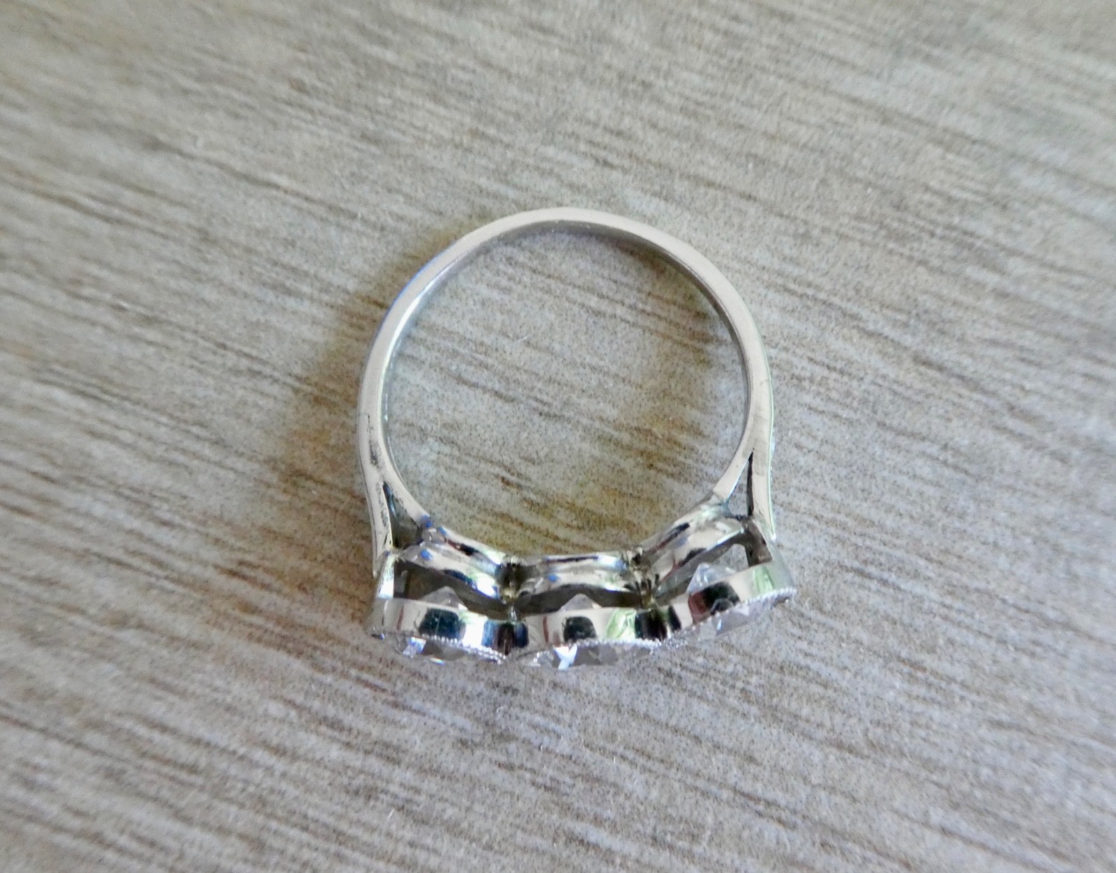 1920’s Antique Deco Old European Cut Diamond Platinum Bezel Milgrain Ring