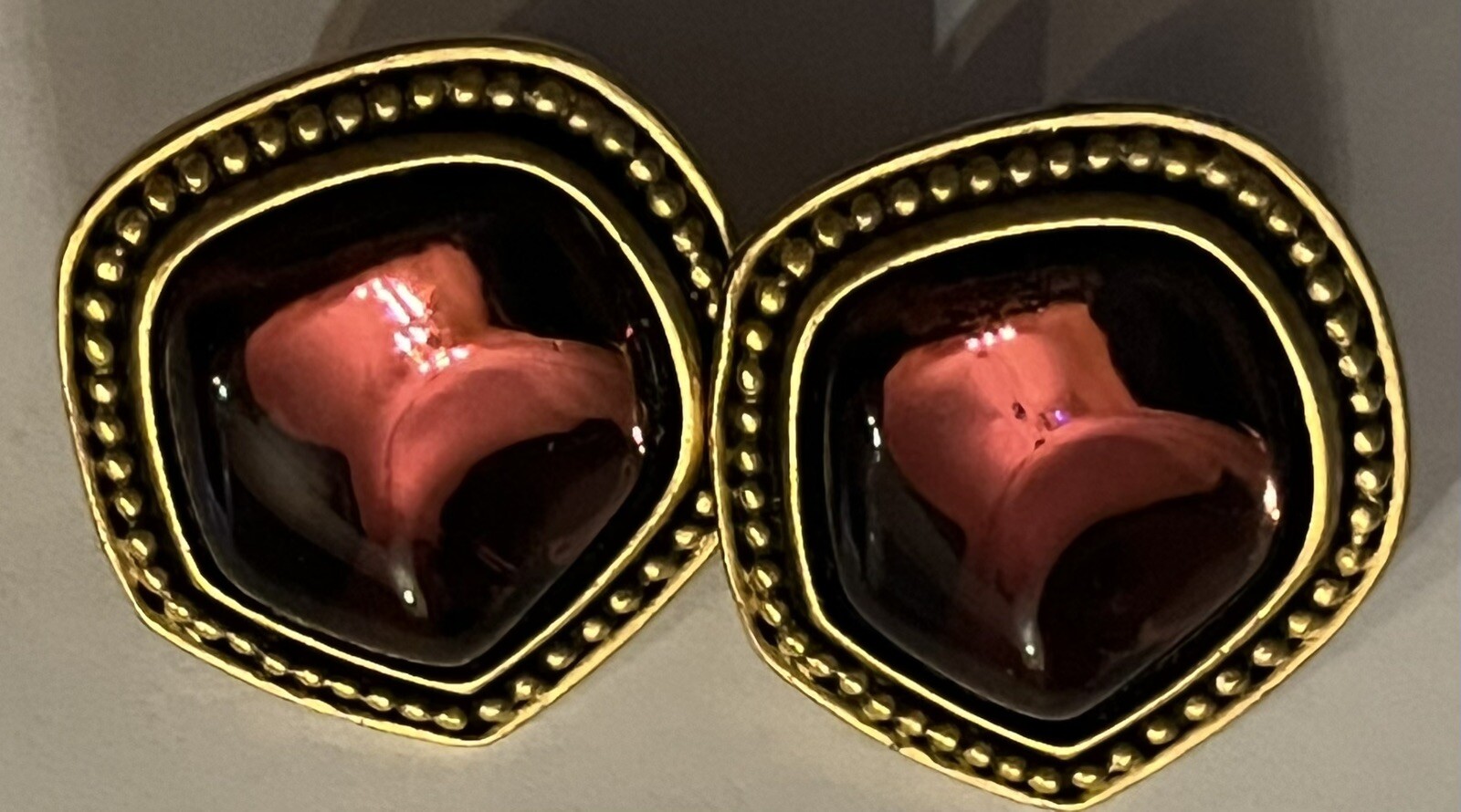 Vintage Yves Saint Laurent Metal & Resin Clip-On Earrings YSL Designer Authentic