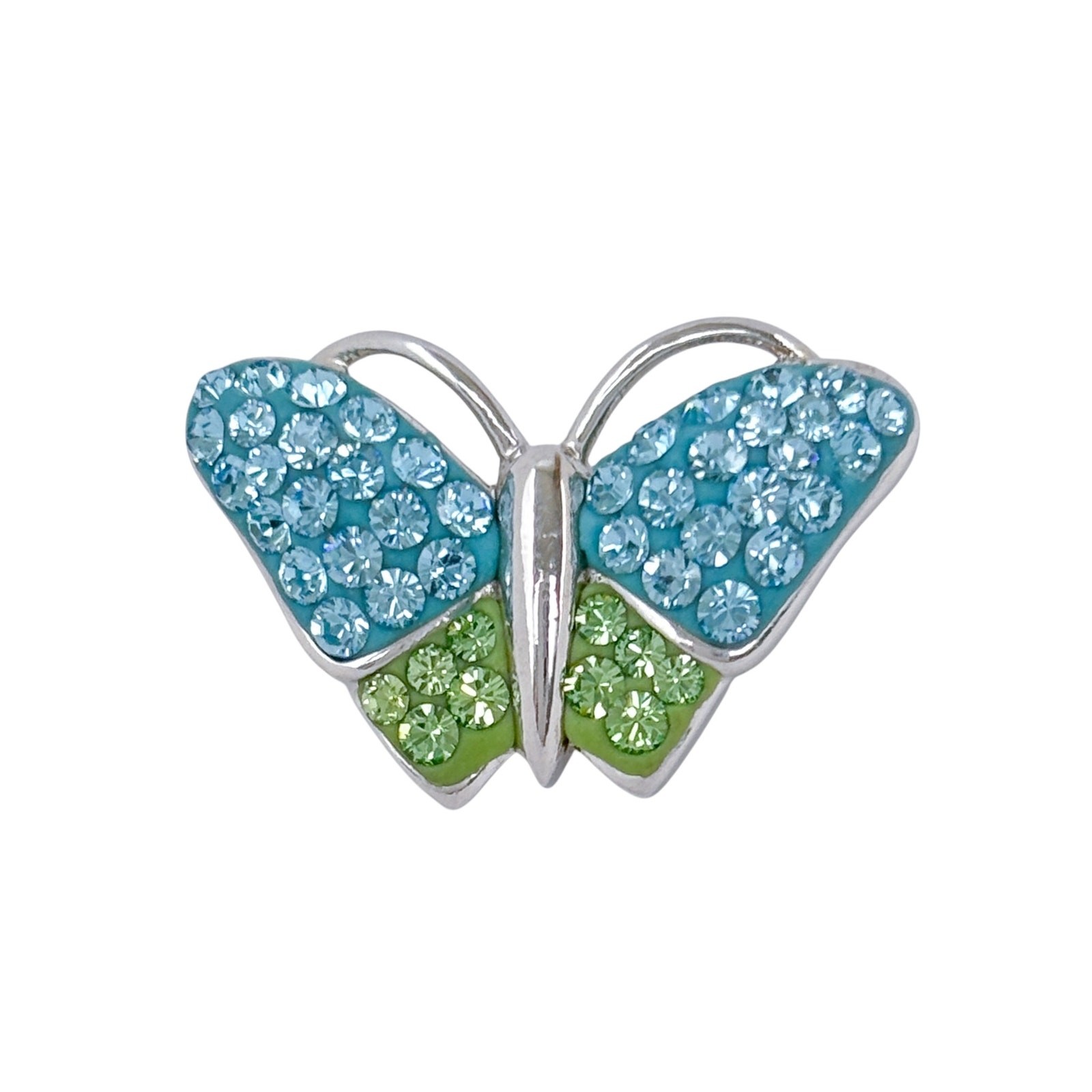 Blue & Green Crystal Pendant | Vintage Sterling Silver 925
