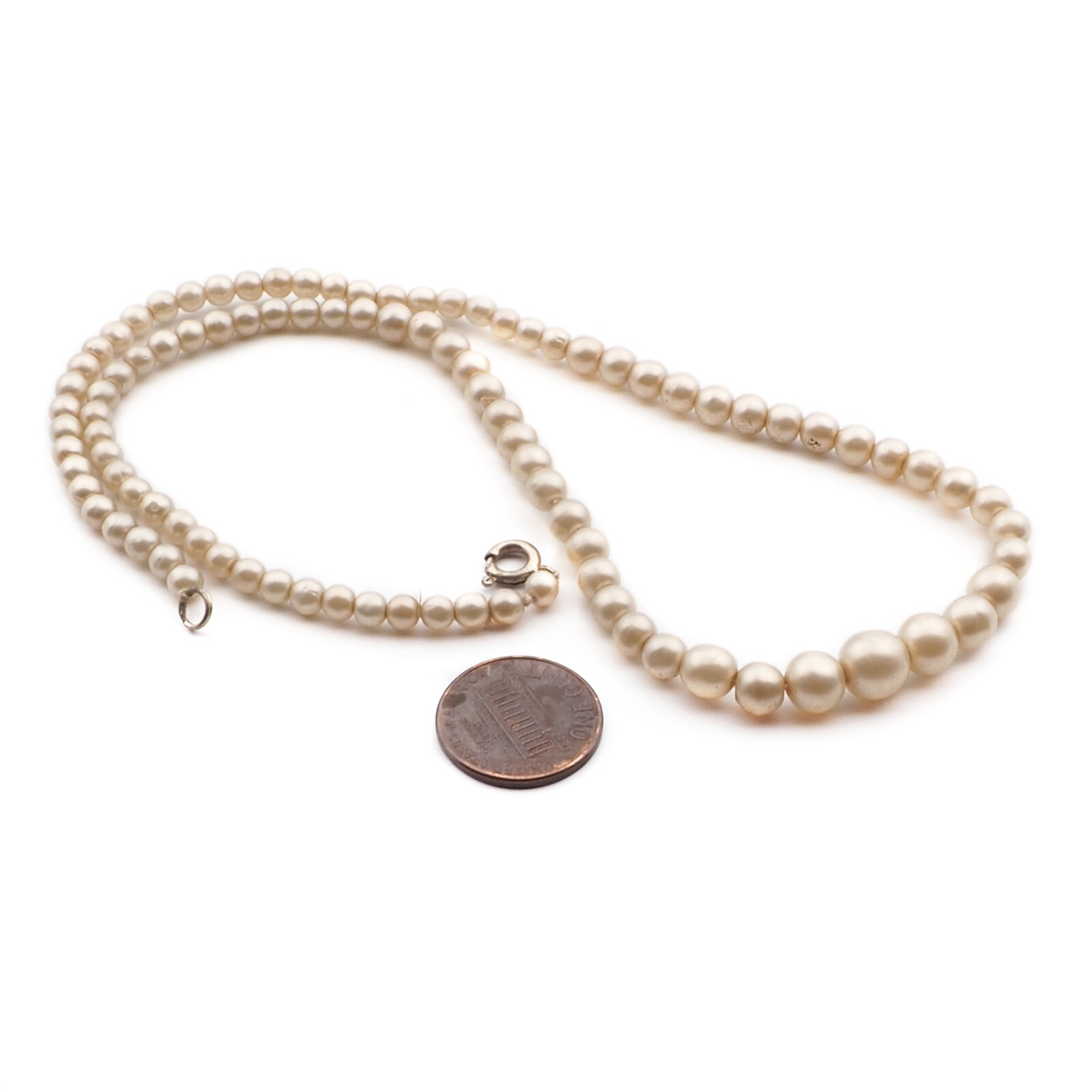 Vintage Czech necklace gradual round pearl glass beads