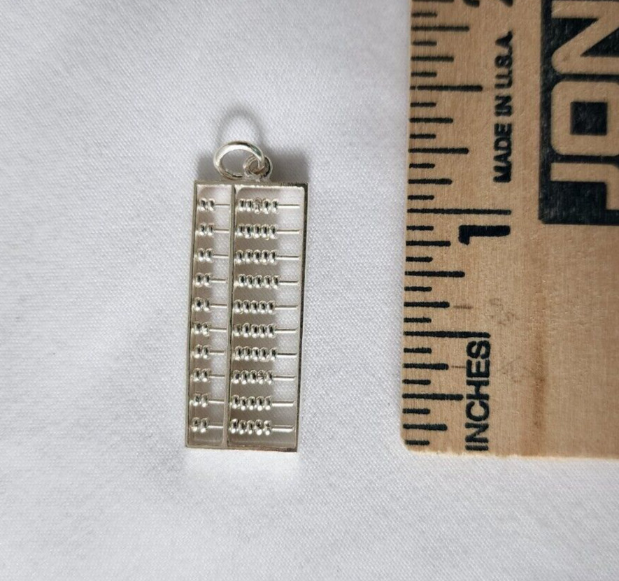 Sterling Silver 925 Moveable Beads Abacus Traditional Design Pendant Charm NEW