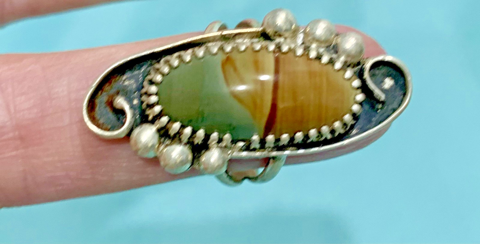 Picture Jasper Ring Sterling Silver Size 7.5 Vintage – American Made