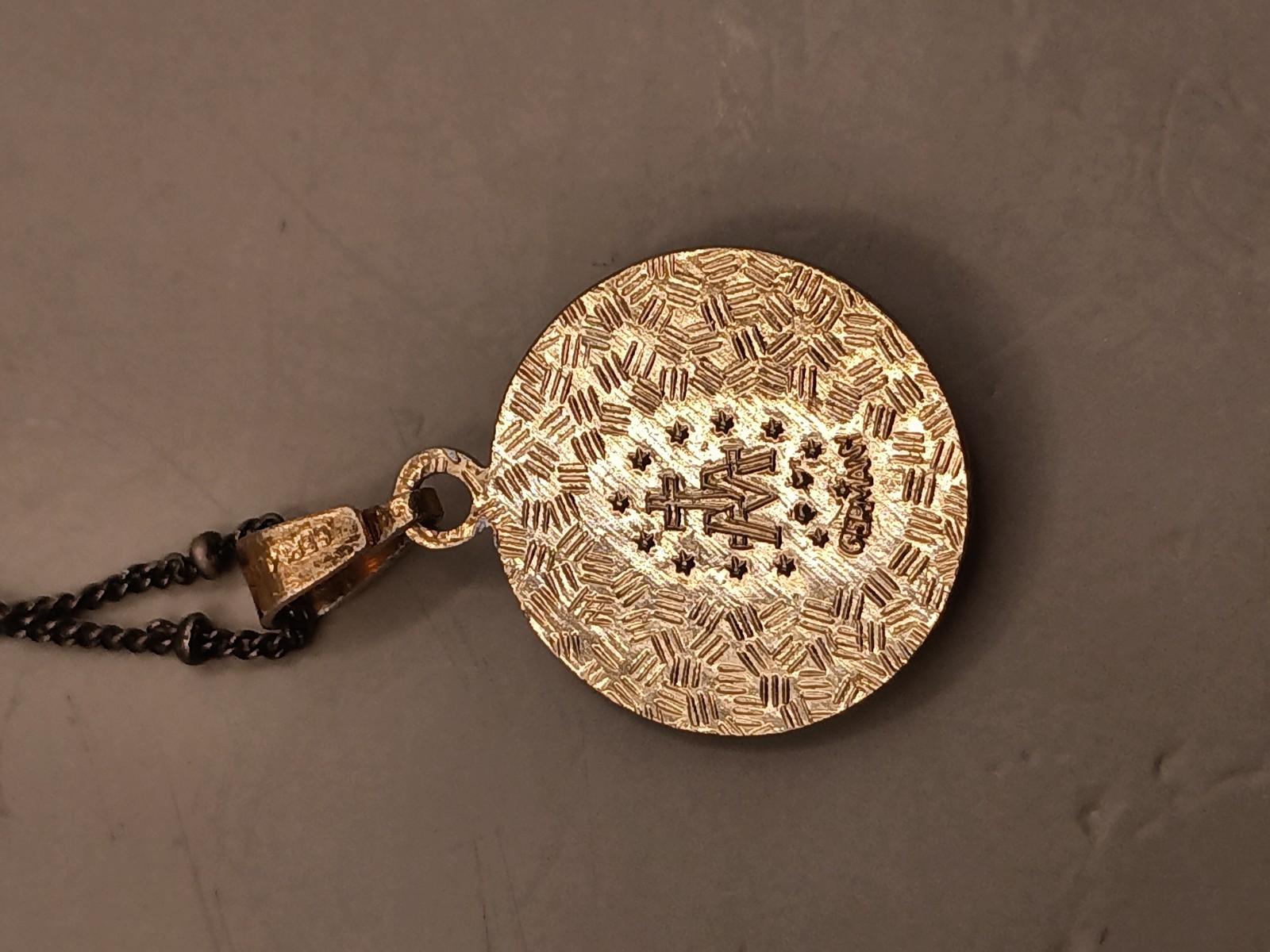 Vtg Germany Religious Cameo Pendant Chain Link Necklace 16″
