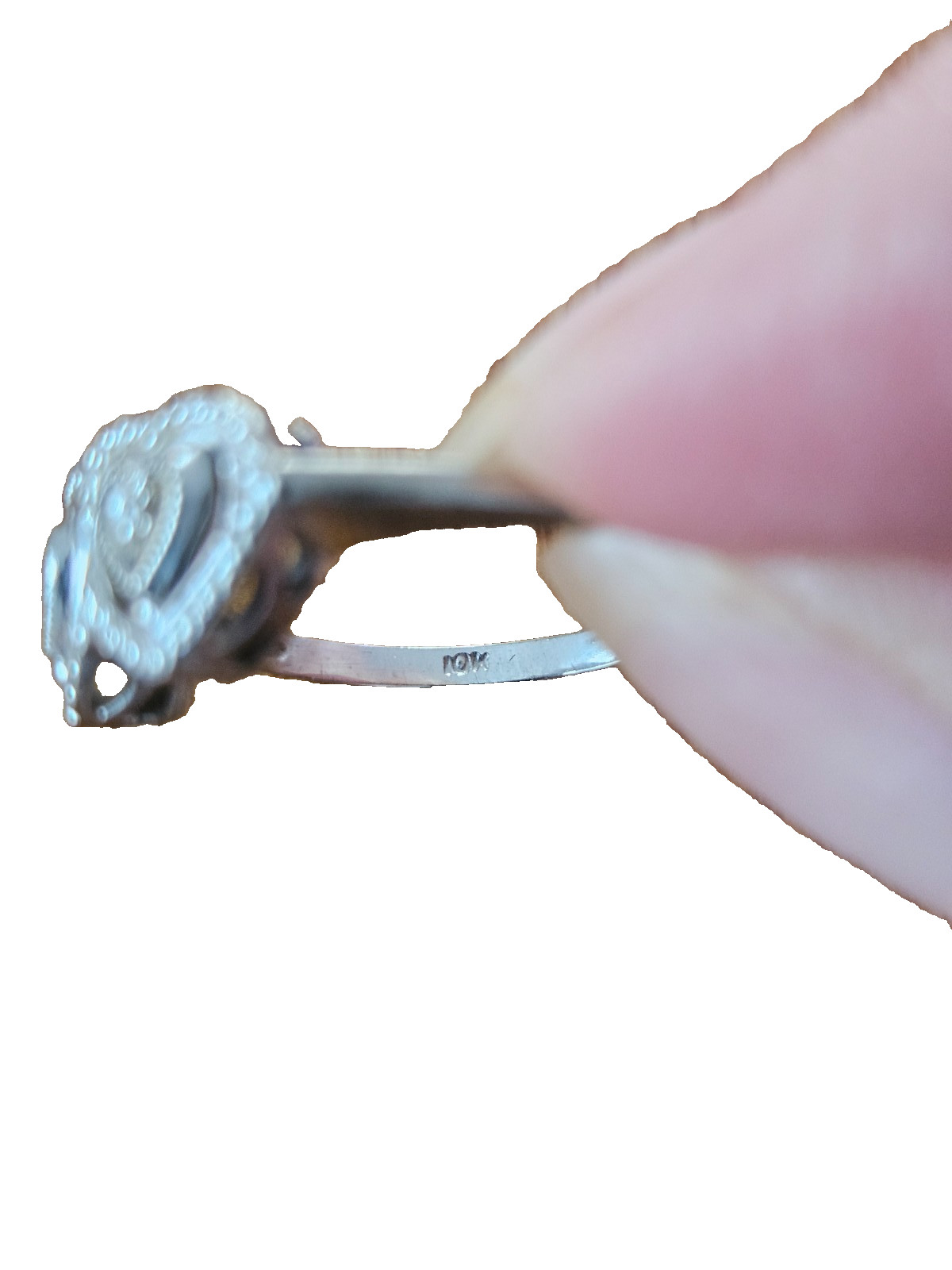 Vintage Women’s Promise Ring 2 Hearts 10K White Gold – Size 5.75