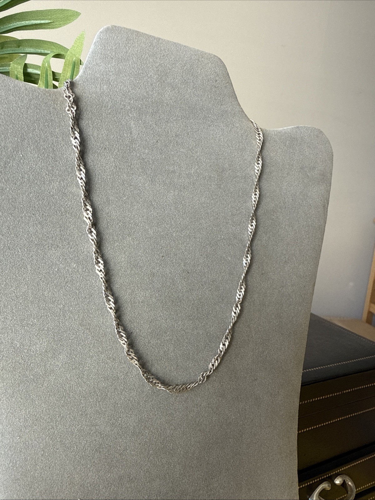 Vintage Twisted Chain Necklace Sterling Silver 925 Chain 16” Long 4mm Width