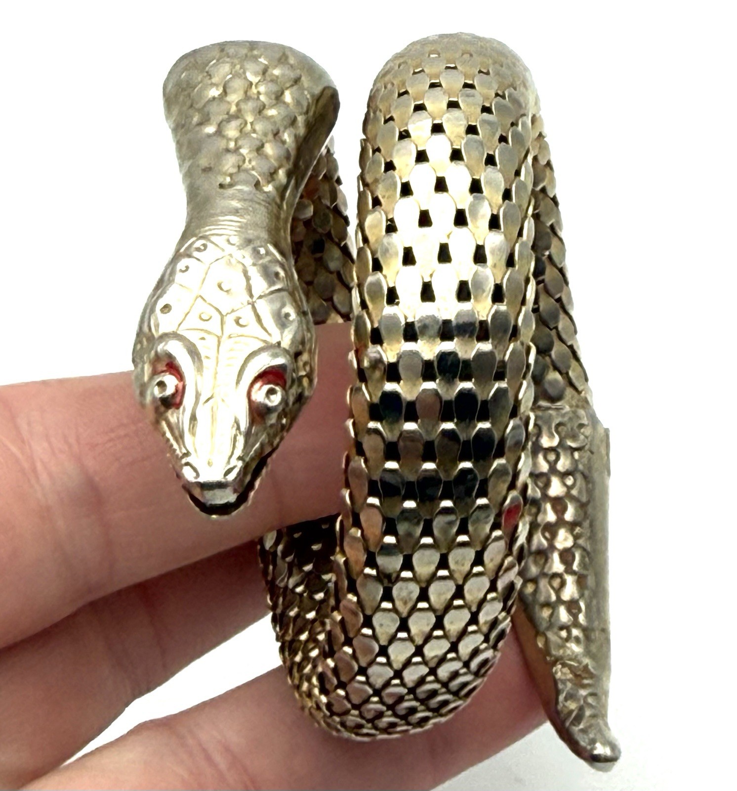 Vintage Snake Coil Mesh Wrap Bracelet Gold Played Serpent Unsigned