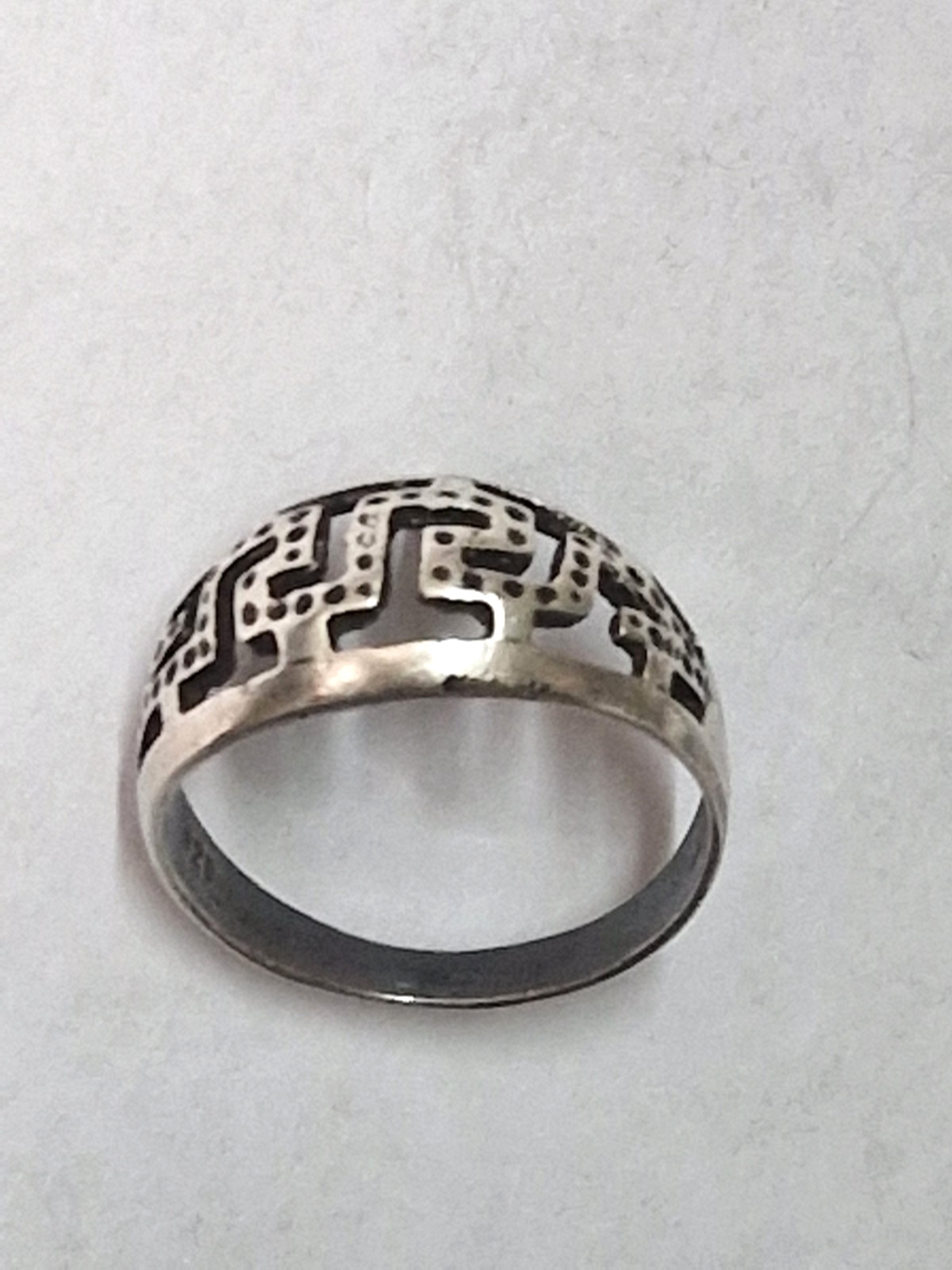 Vintage Sterling Silver 925 Greek Key Maze Cut Out Band Ring Size US 6.5