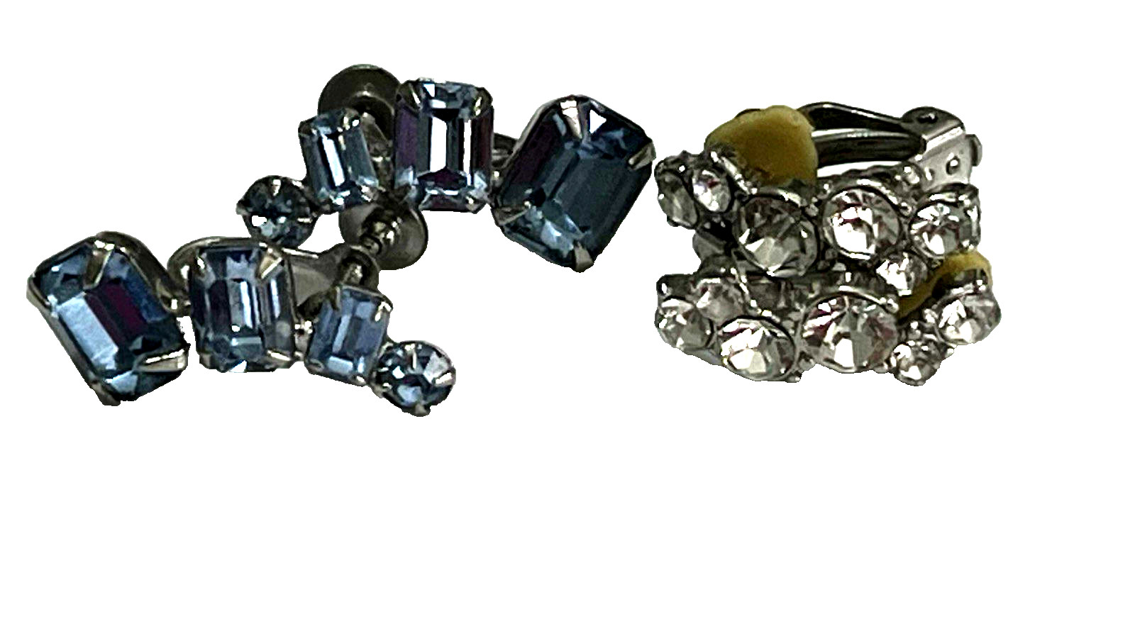 Vintage 10 Pairs Clip Earrings 6 Signed Japan & Hong Kong + Rhinestones # 112