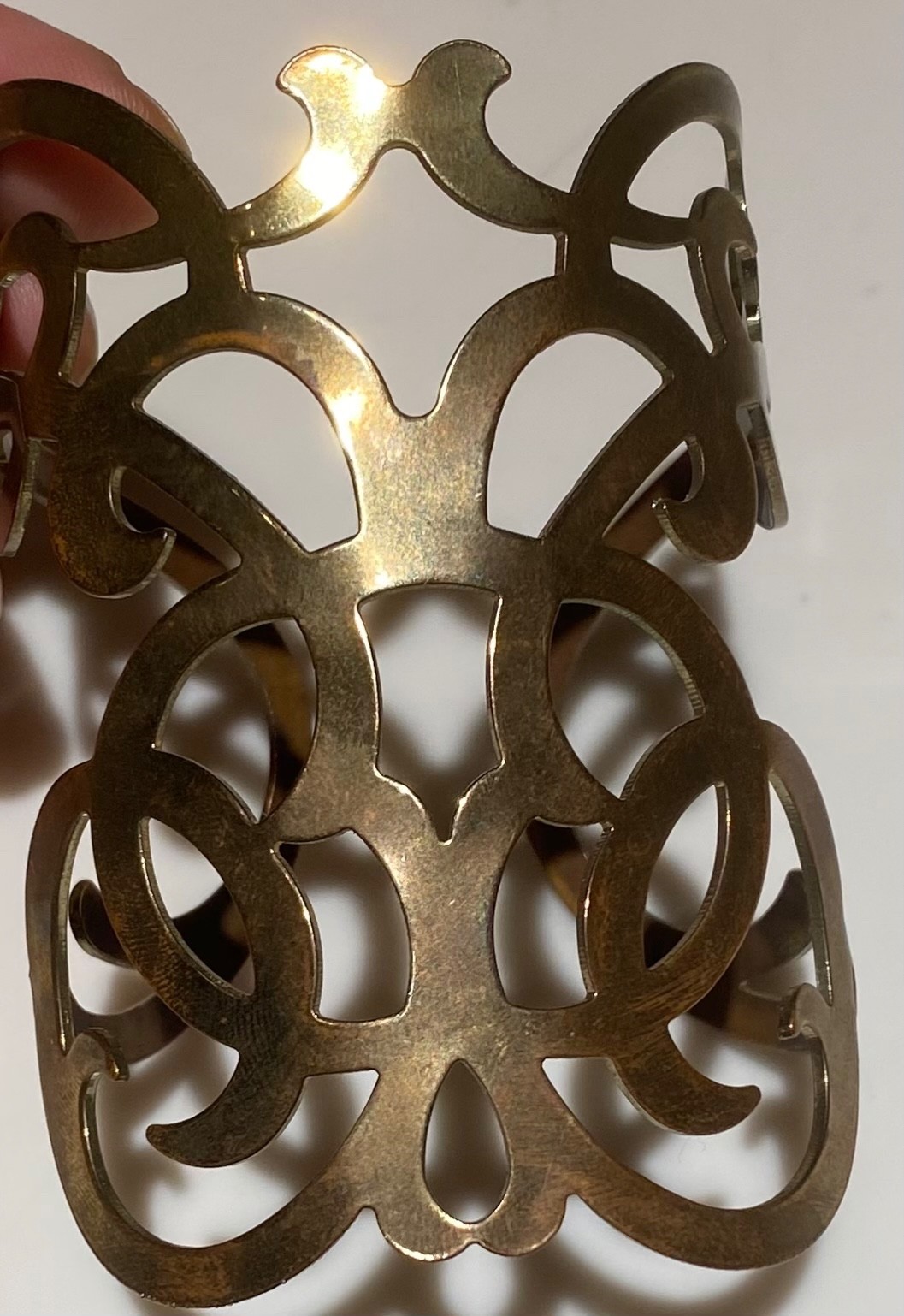 Vintage Antiqued Brass Cuff Gladiator Bracelet Ornate Coiled Braided Geometric