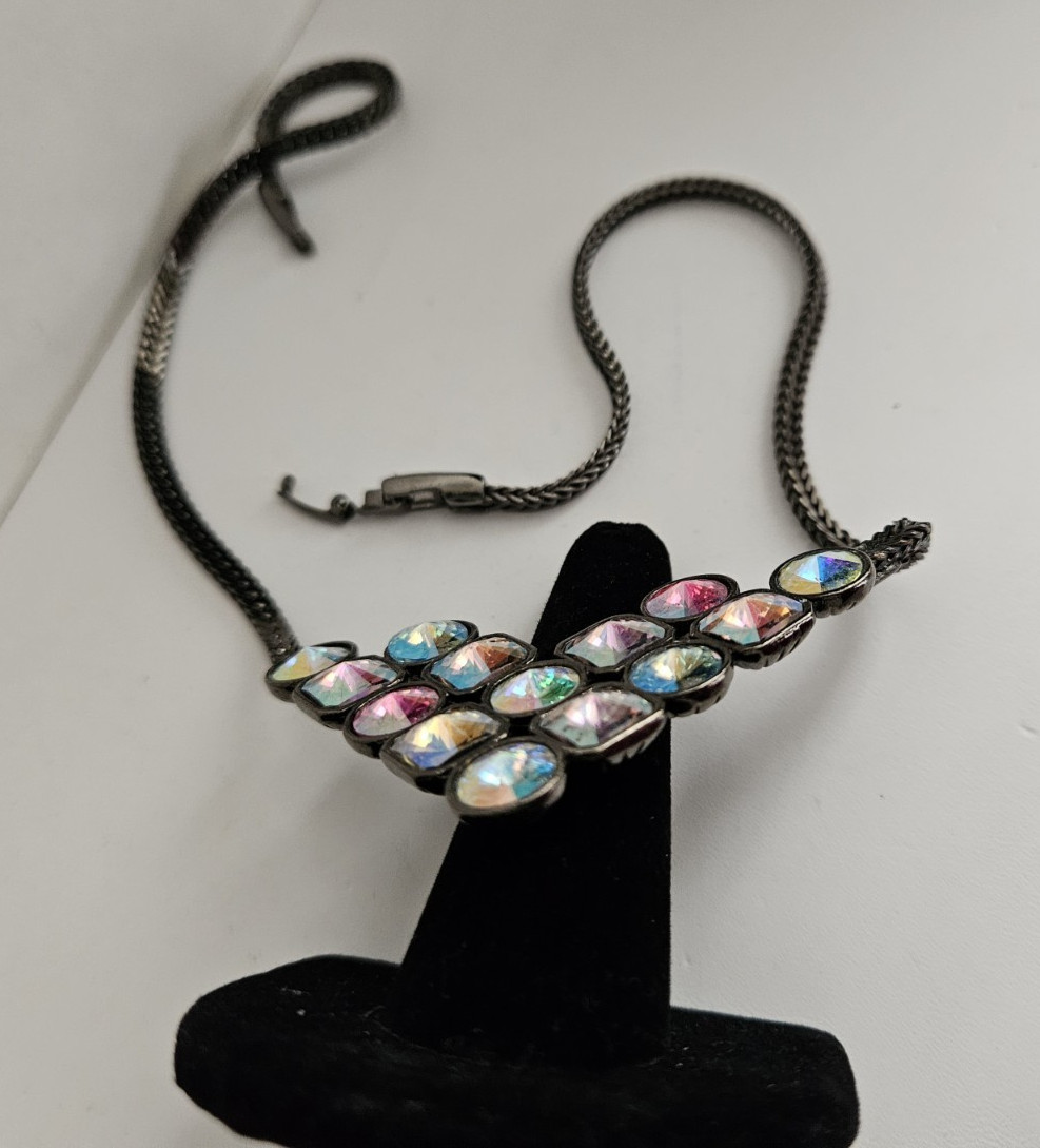 VINTAGE YSL YVES SAINT LAURENT AURORA BOREALIS V NECKLACE Great Condition!!