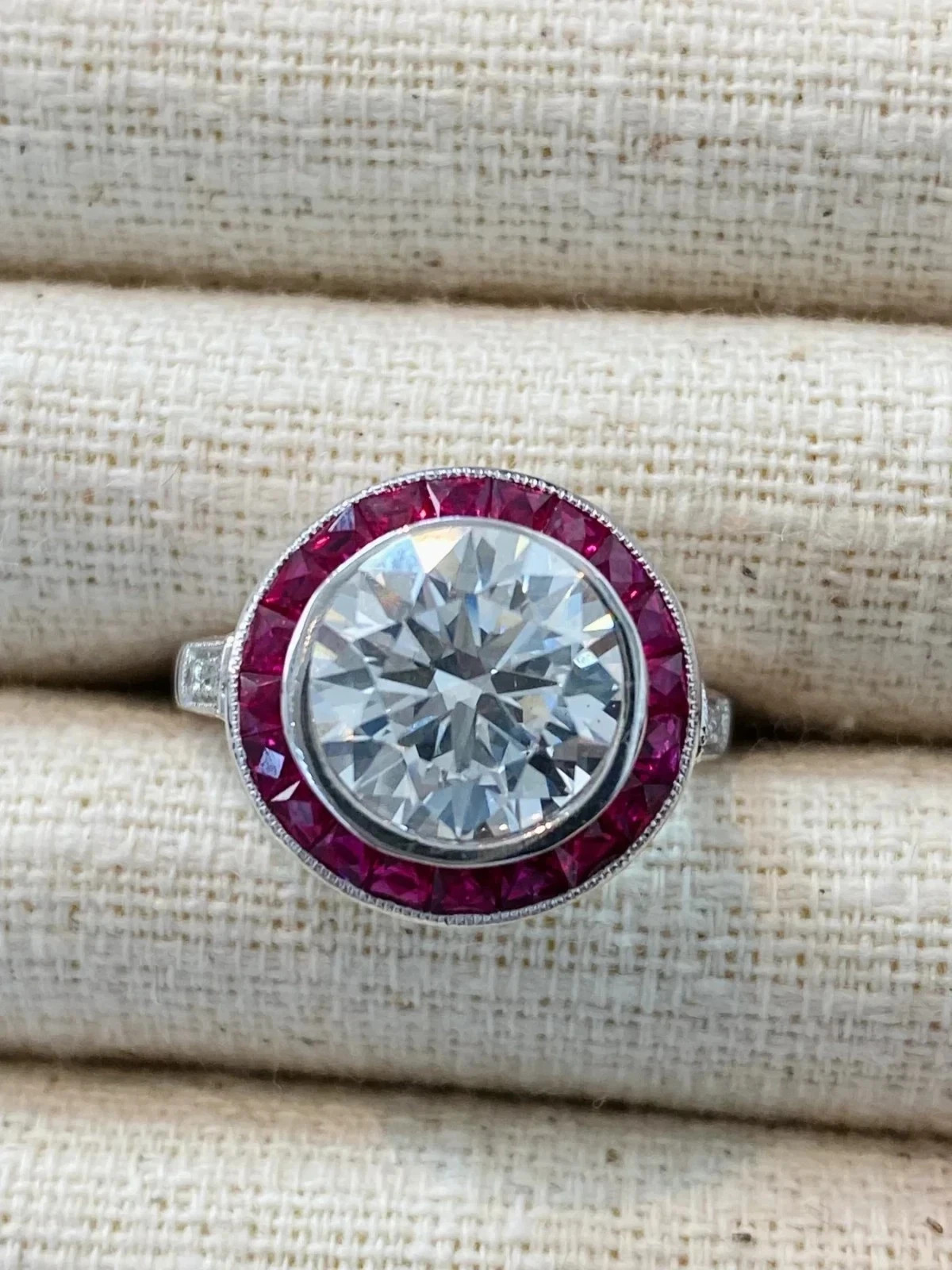 Art Deco Style 5.2Ct Lab Created Diamond Anniversary 14K White Gold Finish Ring