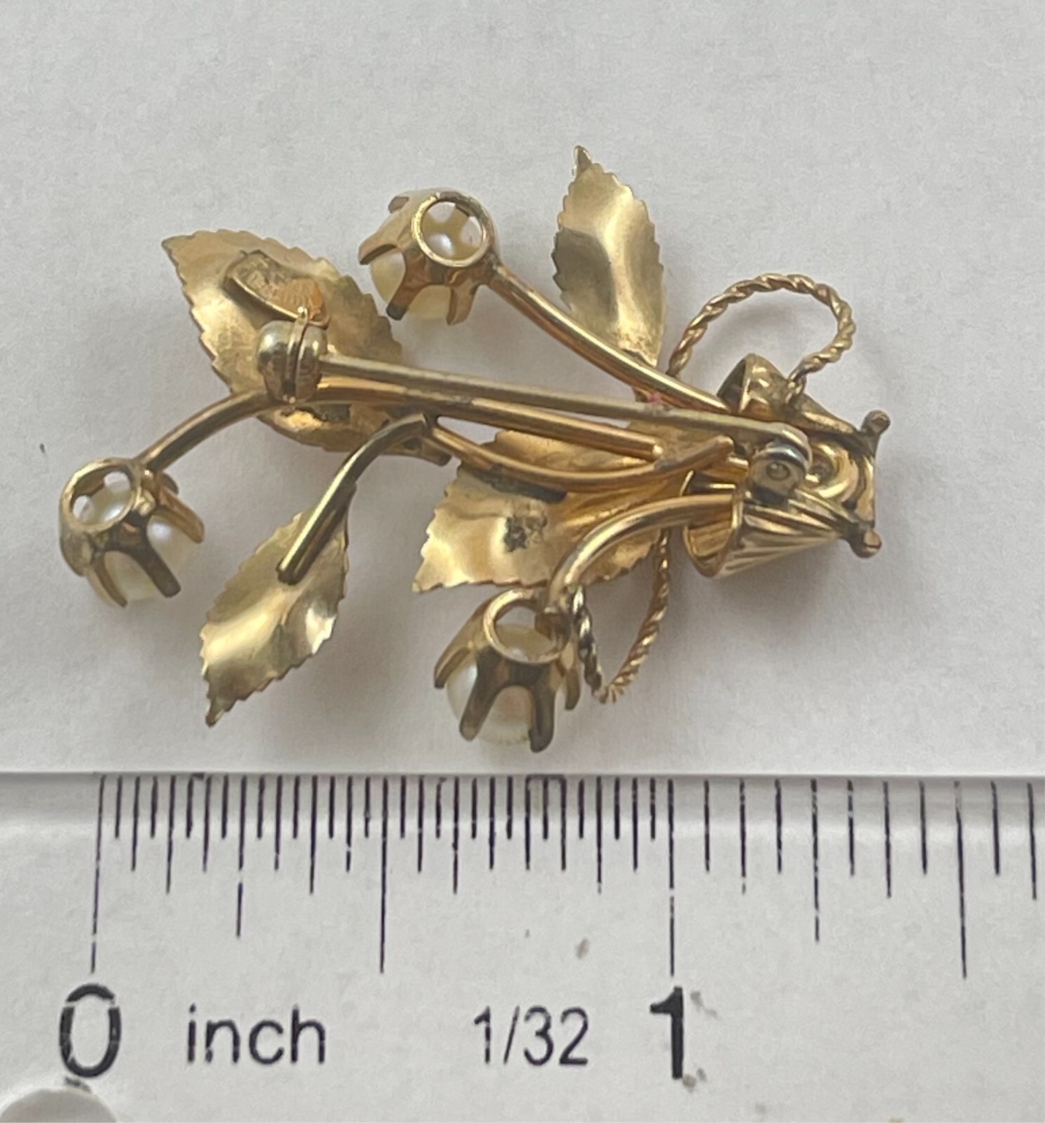 Van Dell 1/20 12k GF Gold Filled Fresh Water Pearl Plant Brooch Pin