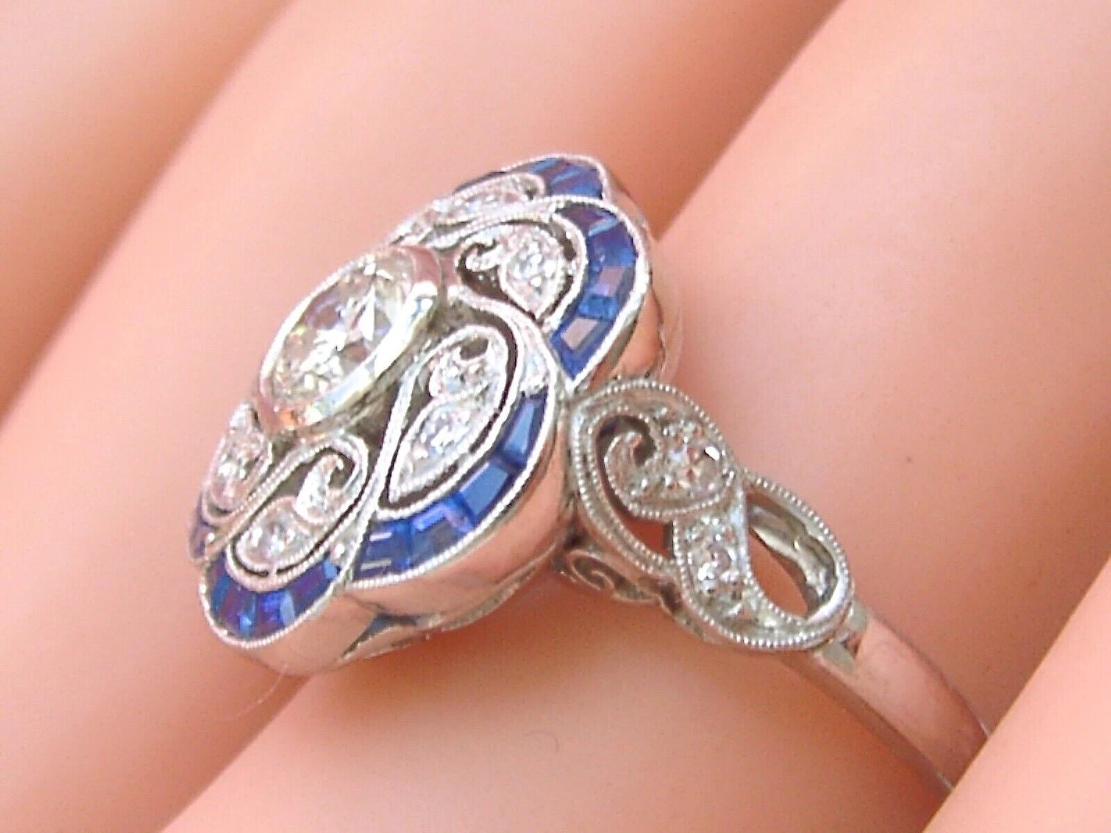 2.10CT Round Art Deco Style Swirl Lab Created Diamond Vintage Ring 925 Silver