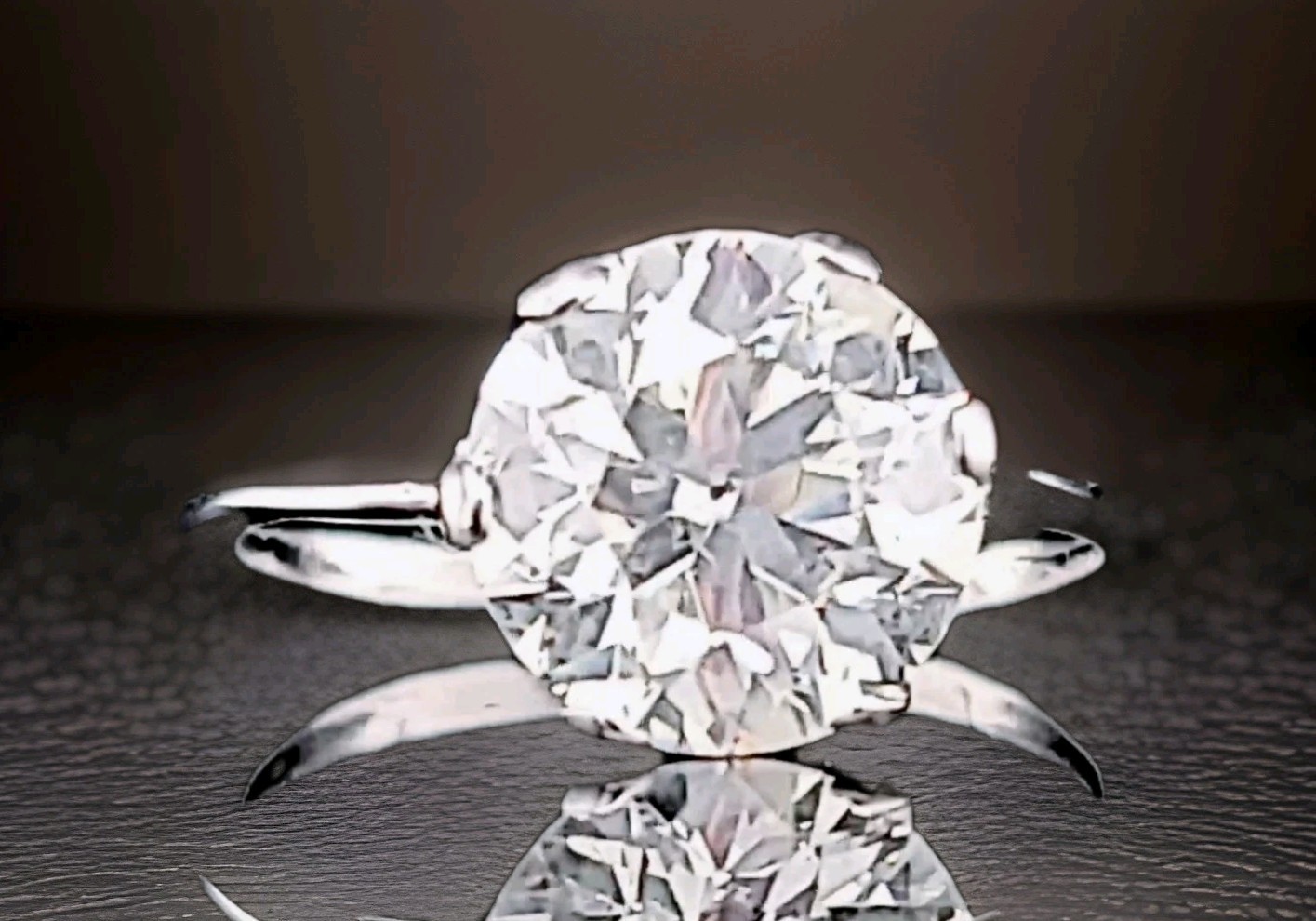 Vintage Platinum Engagement Ring 3.34CT. Natural Old Euro Cut Round Diamond