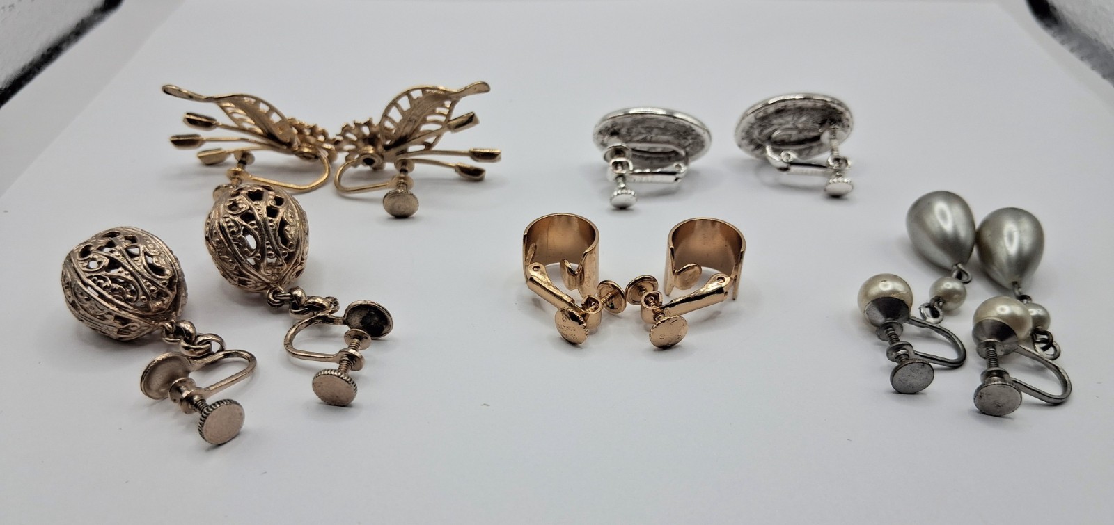 Vintage Earrings Lot 5 Pairs Clip/Screw Back Napier, Vendôme Pat.