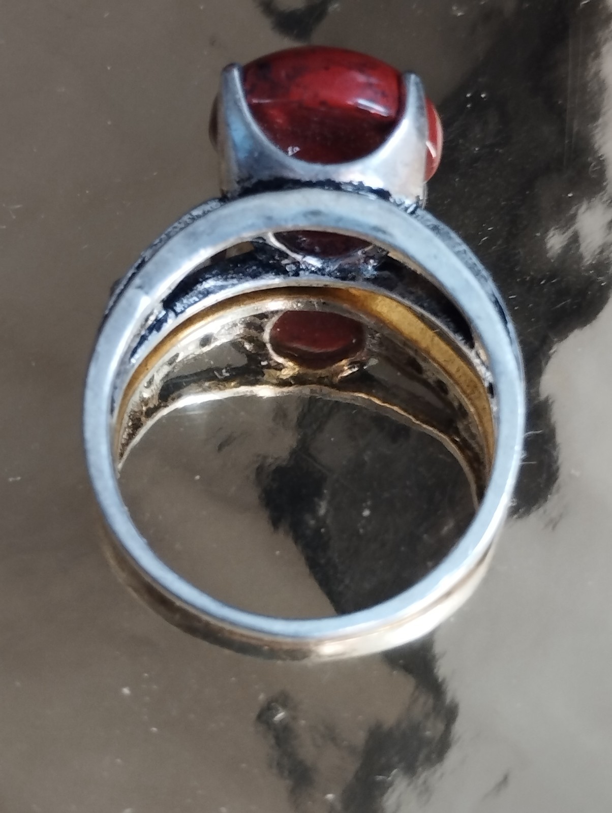 Vintage 925 Sterling Silver Red Jasper Cabochon Ring Size 8.5 (18mm) 4.88g